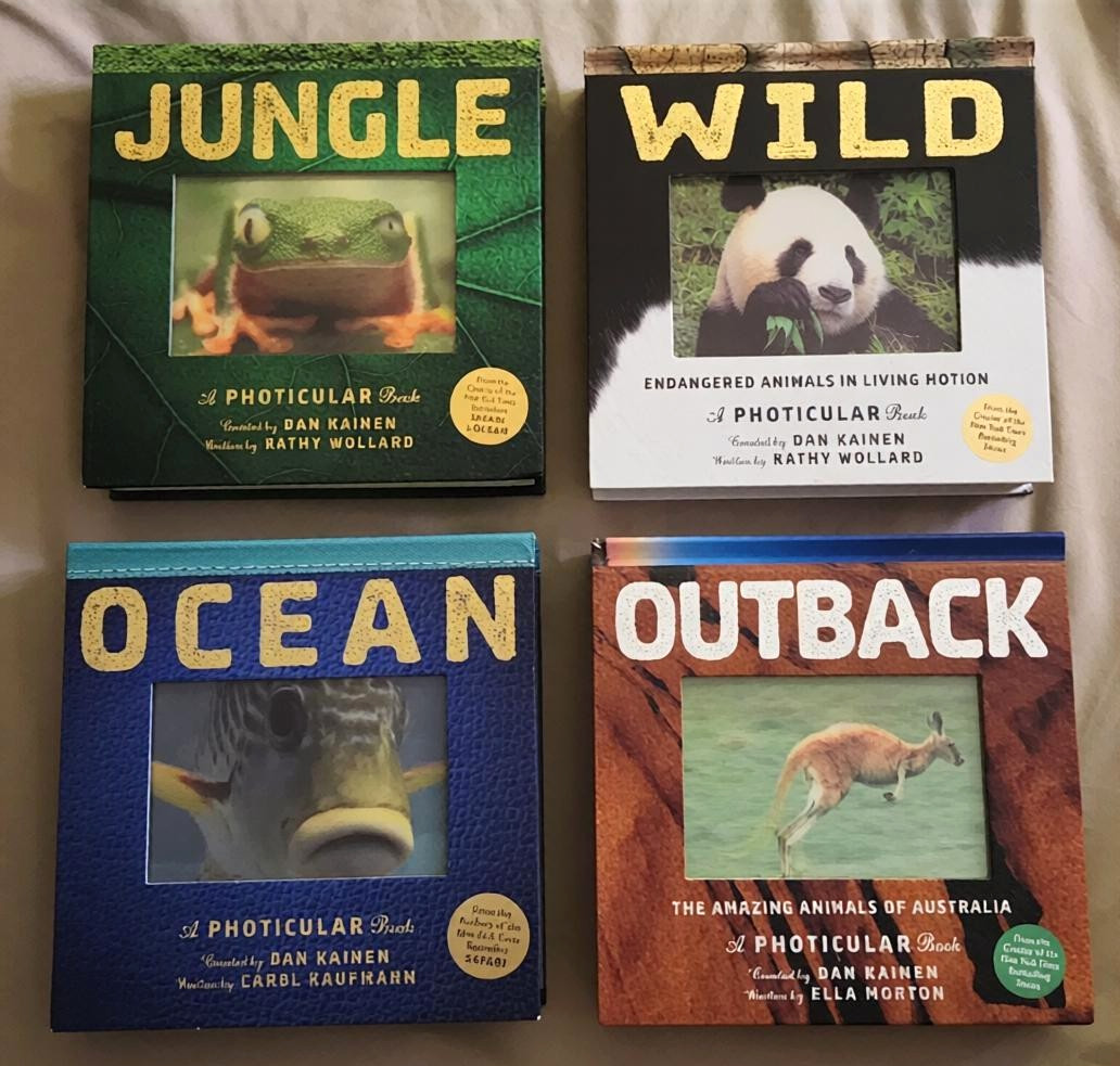 Set of 4 Dan Kainen Photicular Books Jungle Wild Ocean Outback Motion Rare