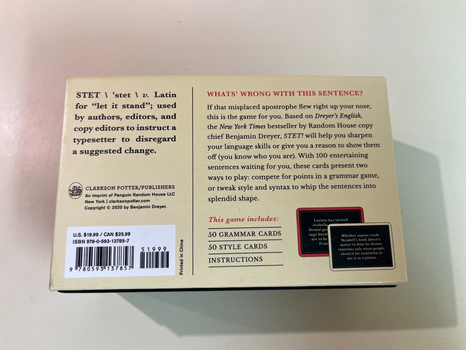 New Old Stock- Stet! Dreyer&rsquo;s English Card Game Language Lovers, Benjamin Dreyer