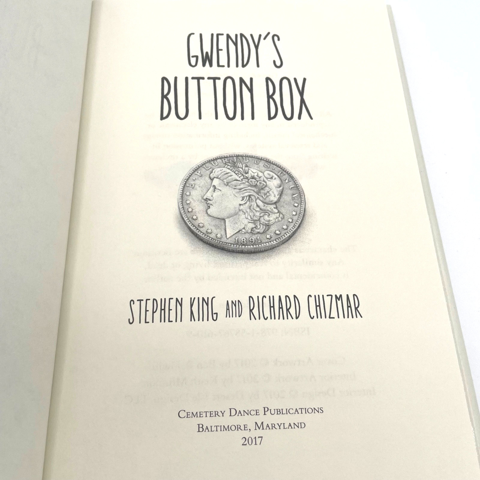 Gwendy&rsquo;s Button Box, by Stephen King, Cemetery Dance, HCDJ, First Edition