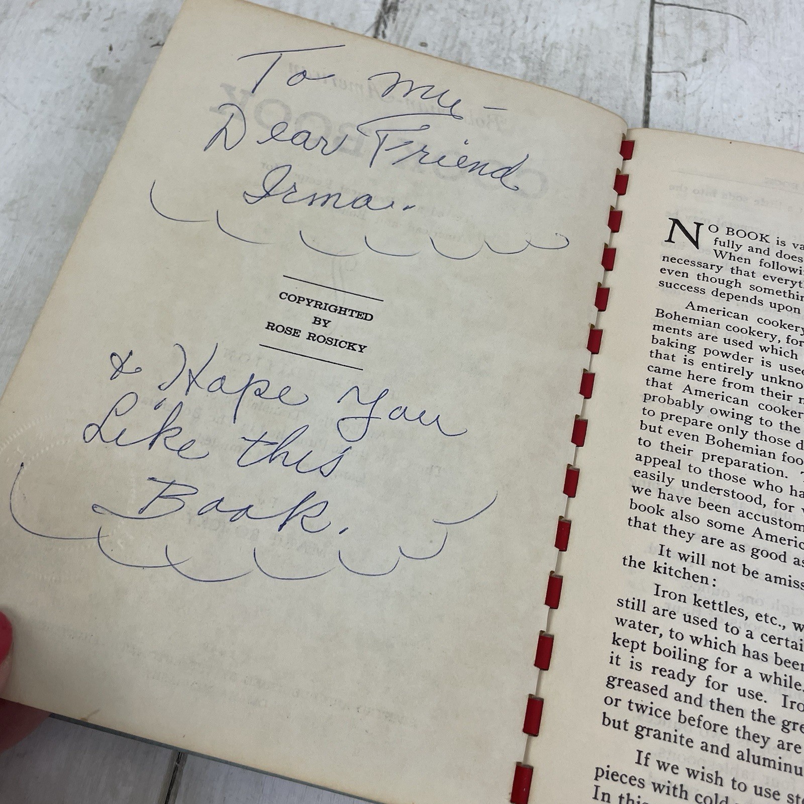 Bohemian American Cook Book 5th Edition Spiral Bound by Marie Rosicky 1949