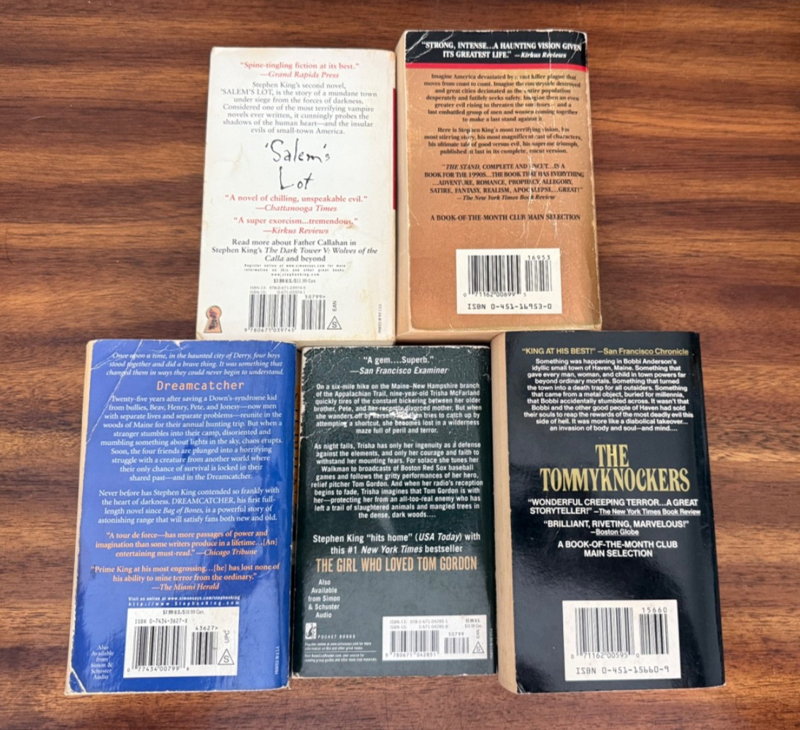 Stephen King lot of 5 vintage paperbacks – Stand, Tommyknockers, etc.