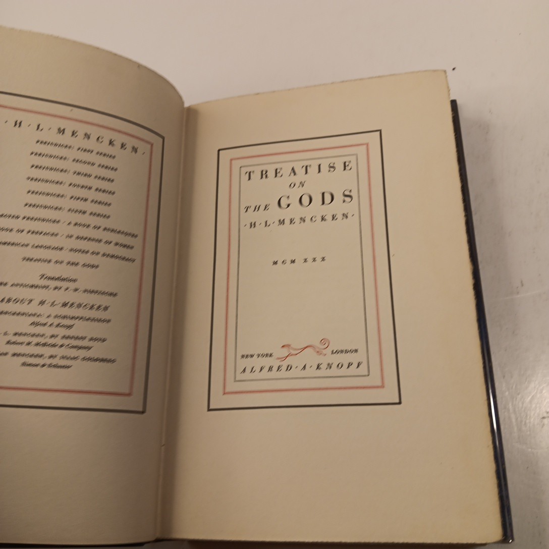 Teatise on the Gods by H.L. Mencken HC (1930) SIGNED LIMITED EDITION 333 OF 375