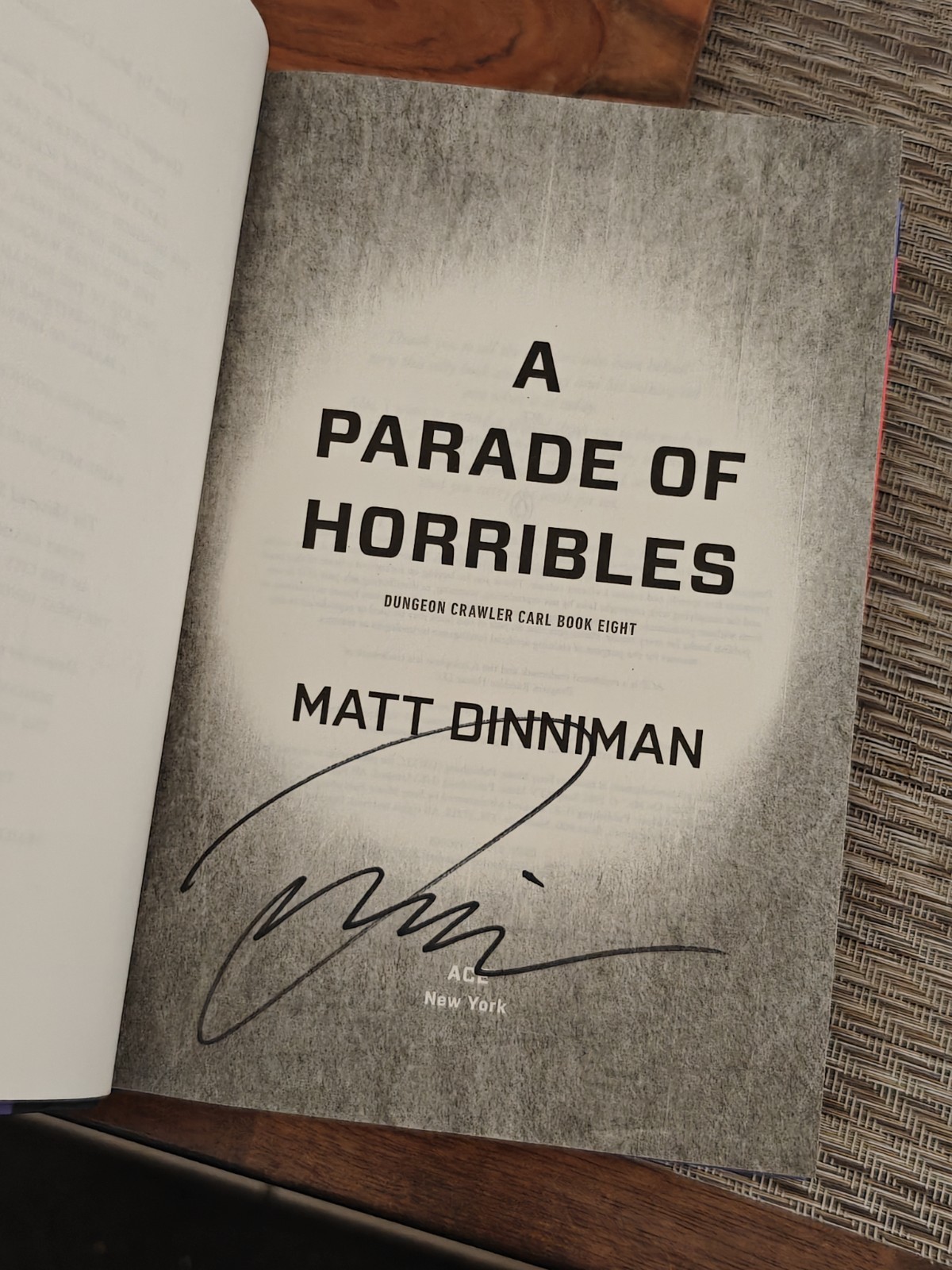 Matt Dinniman SIGNED BOOK A Parade of Horribles 1ST ED 1st Print