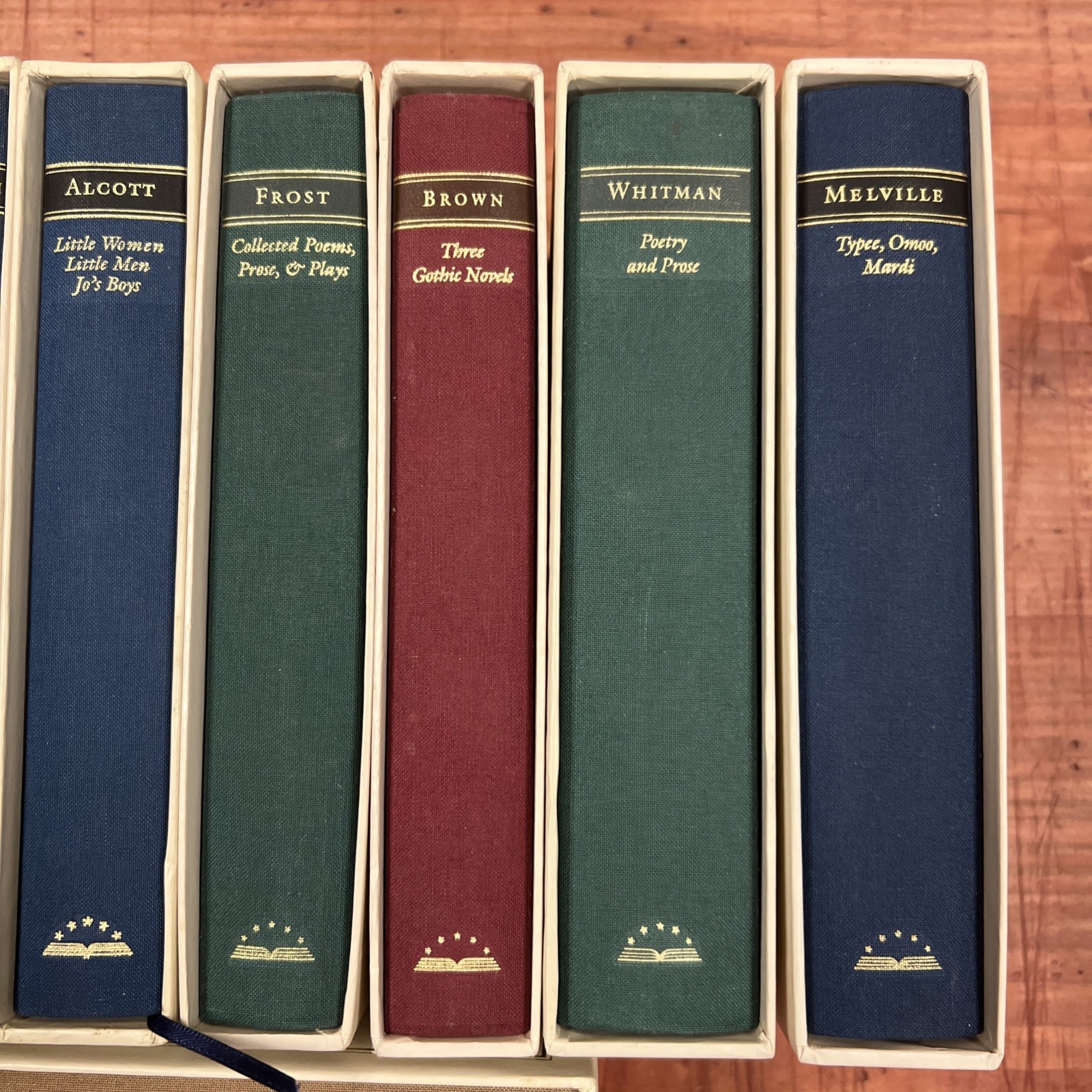 10 The Library of America Books in Slipcases – Twain, Frost, Alcott; 1st Prints