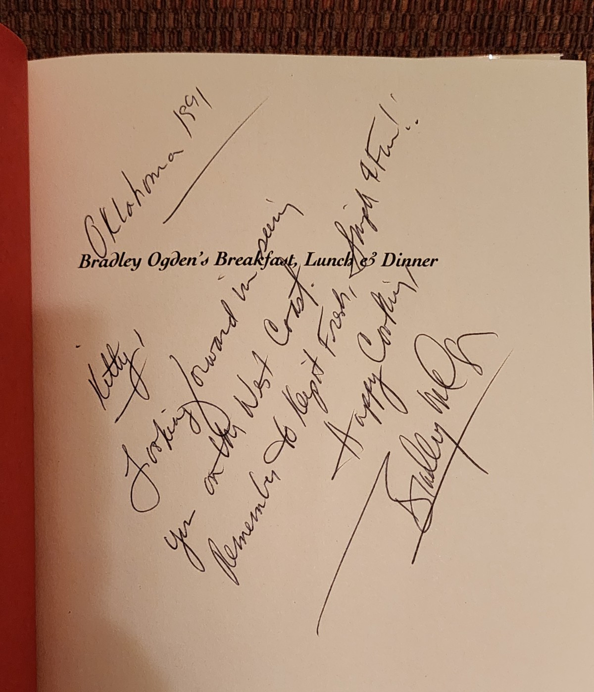 Bradley Ogden&rsquo;s Breakfast, Lunch, and Dinner – Hardcover – Dust Jacket – SIGNED