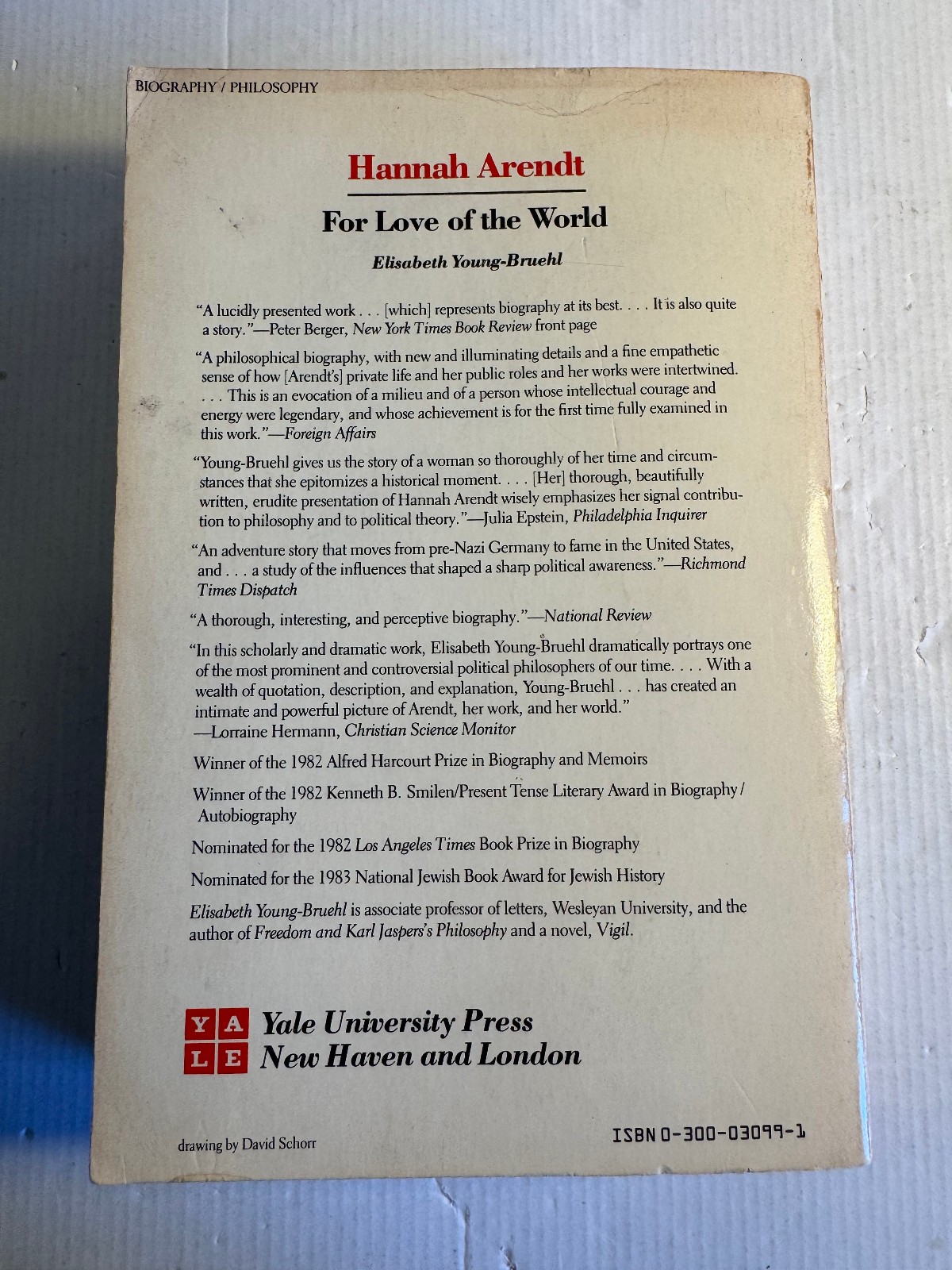 Hannah Arendt For Love of the World Elisabeth Young-Bruehl Good Yale 1982