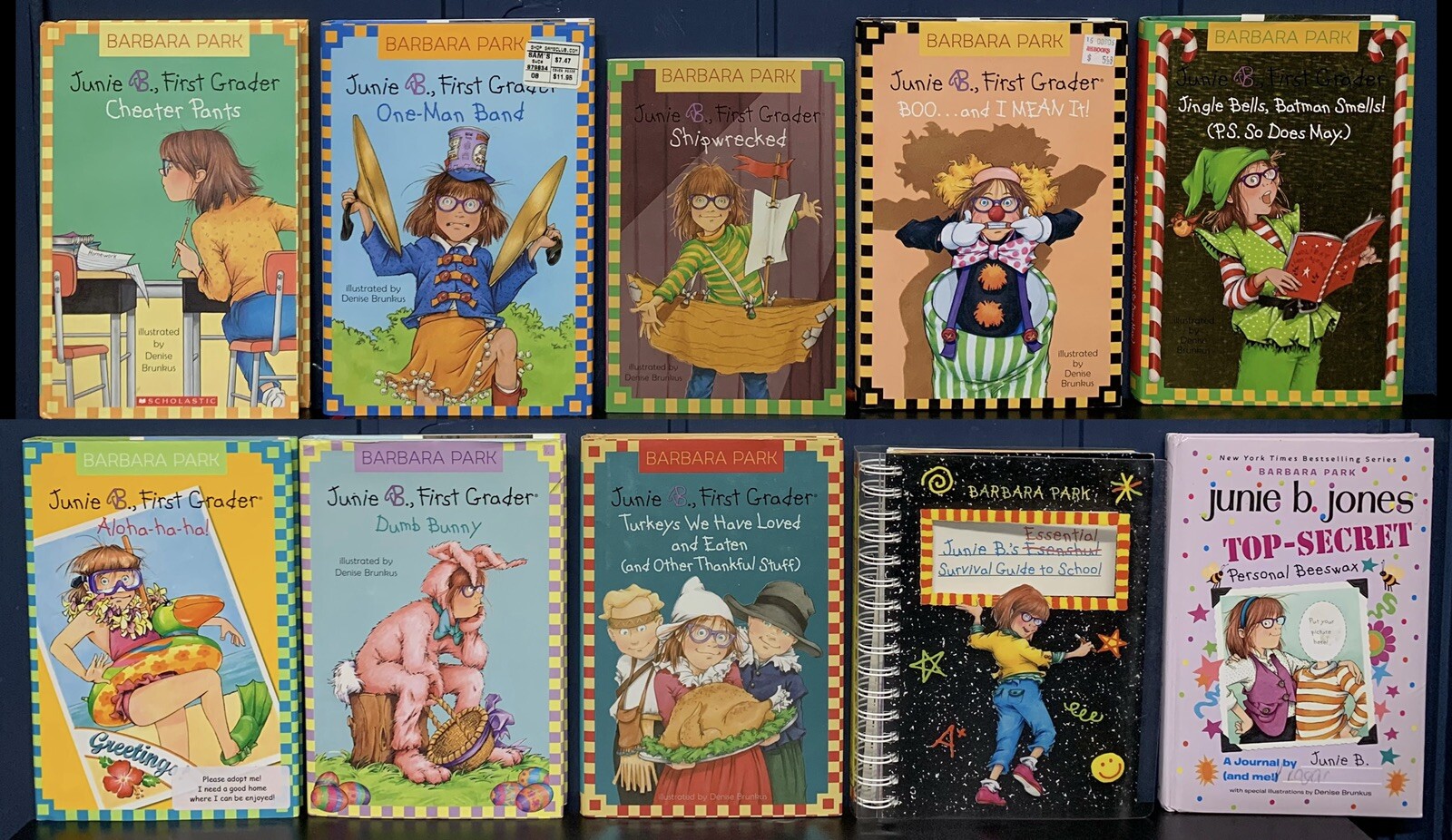 JUNIE B. JONES / Barbara Park 35 Book Set (10 HC) +7 Skinny-bones RED JACKET