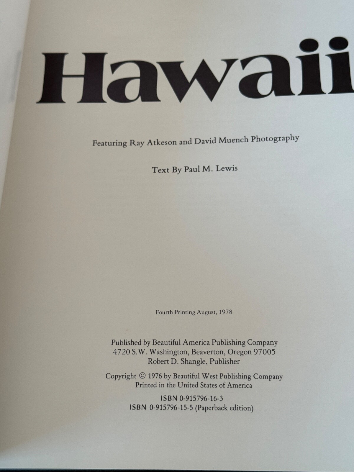 HAWAII Photography Book by David Muench & Ray Atkeson 1977