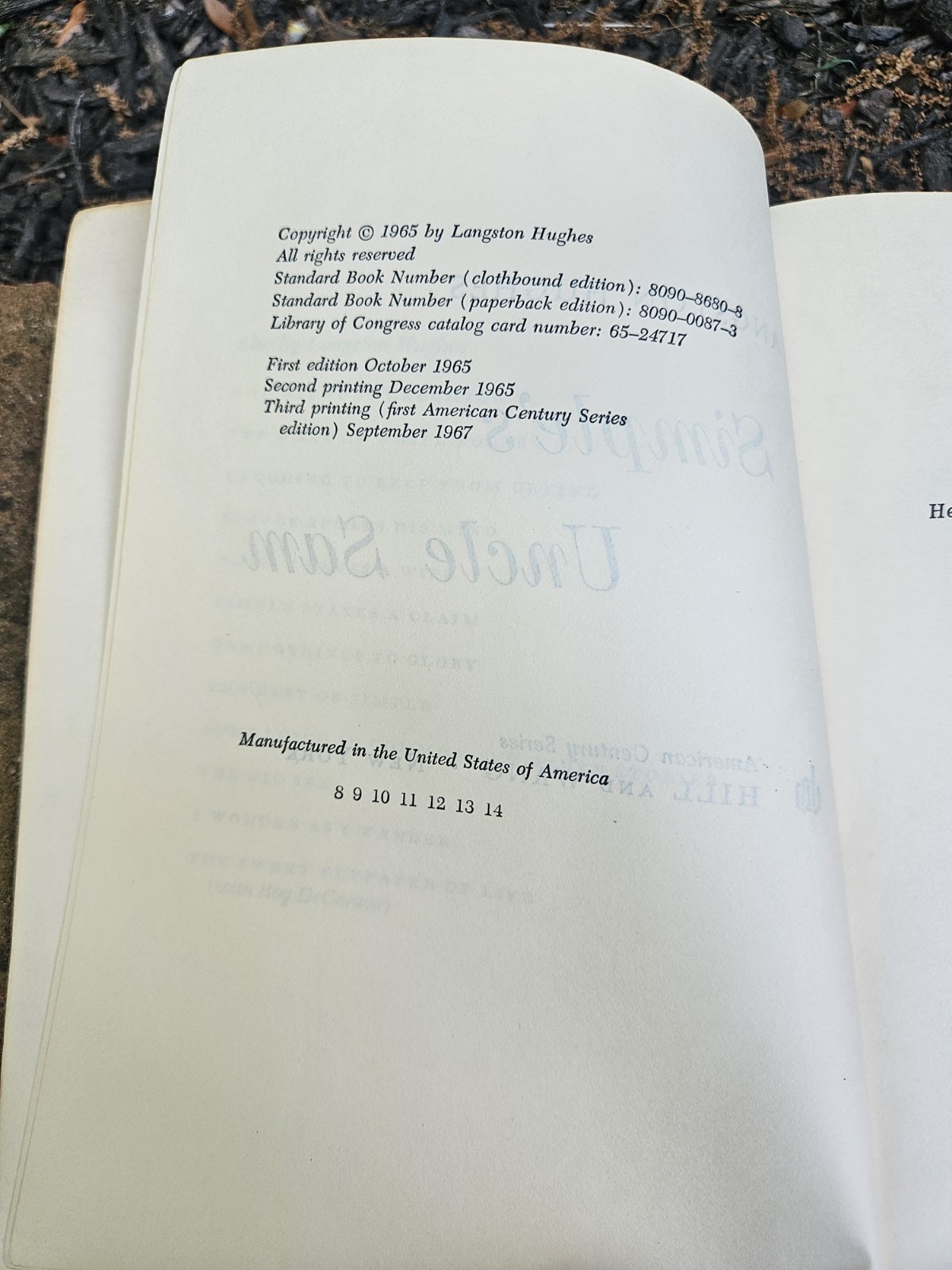 Langston Hughes 3rd Edition 1967 « Simple&rsquo;s Uncle Sam », Hill And Wang, Softcover