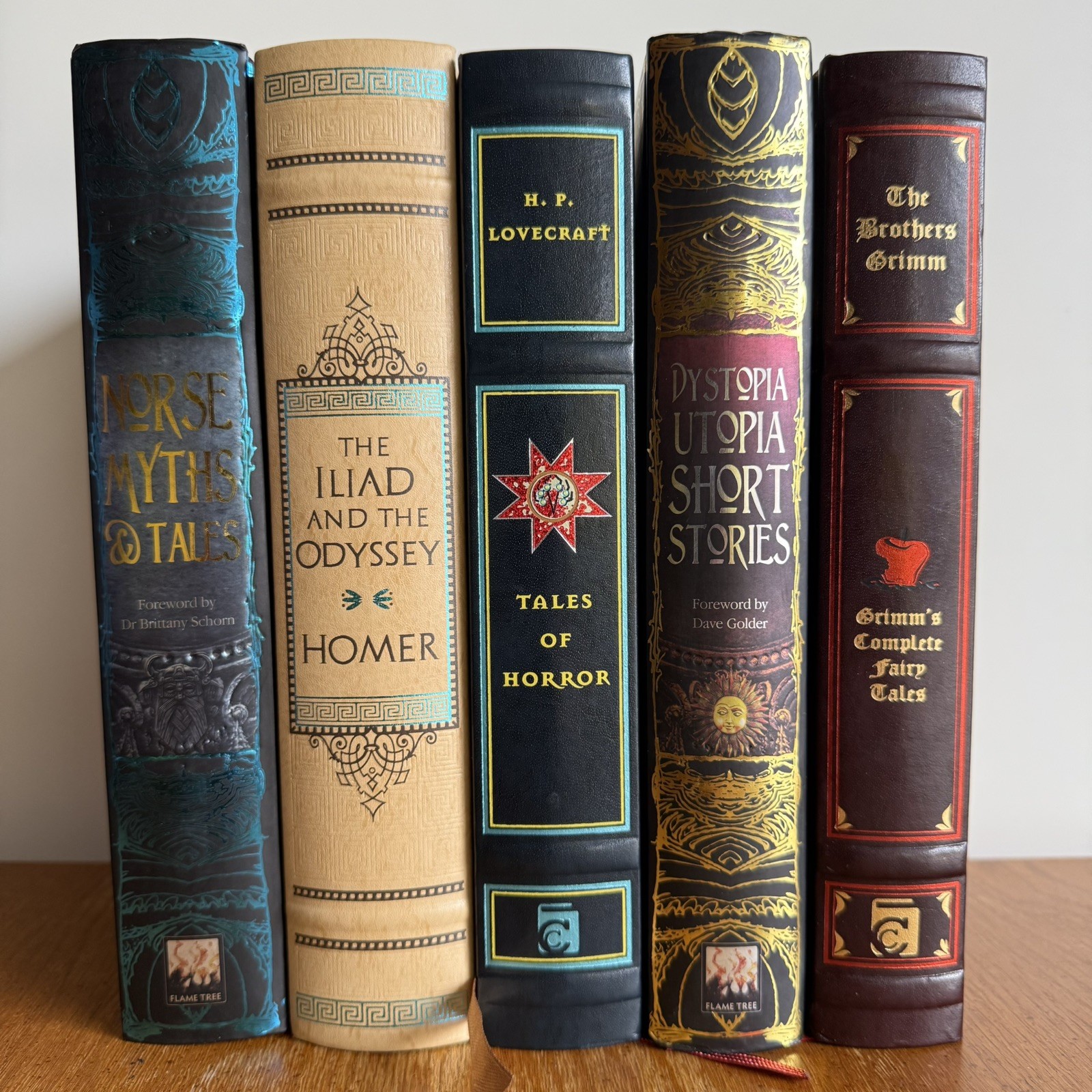 Lot of 5 Hardcover Collector Books The Iliad Odyssey Grimm’s H.P. Lovecraft