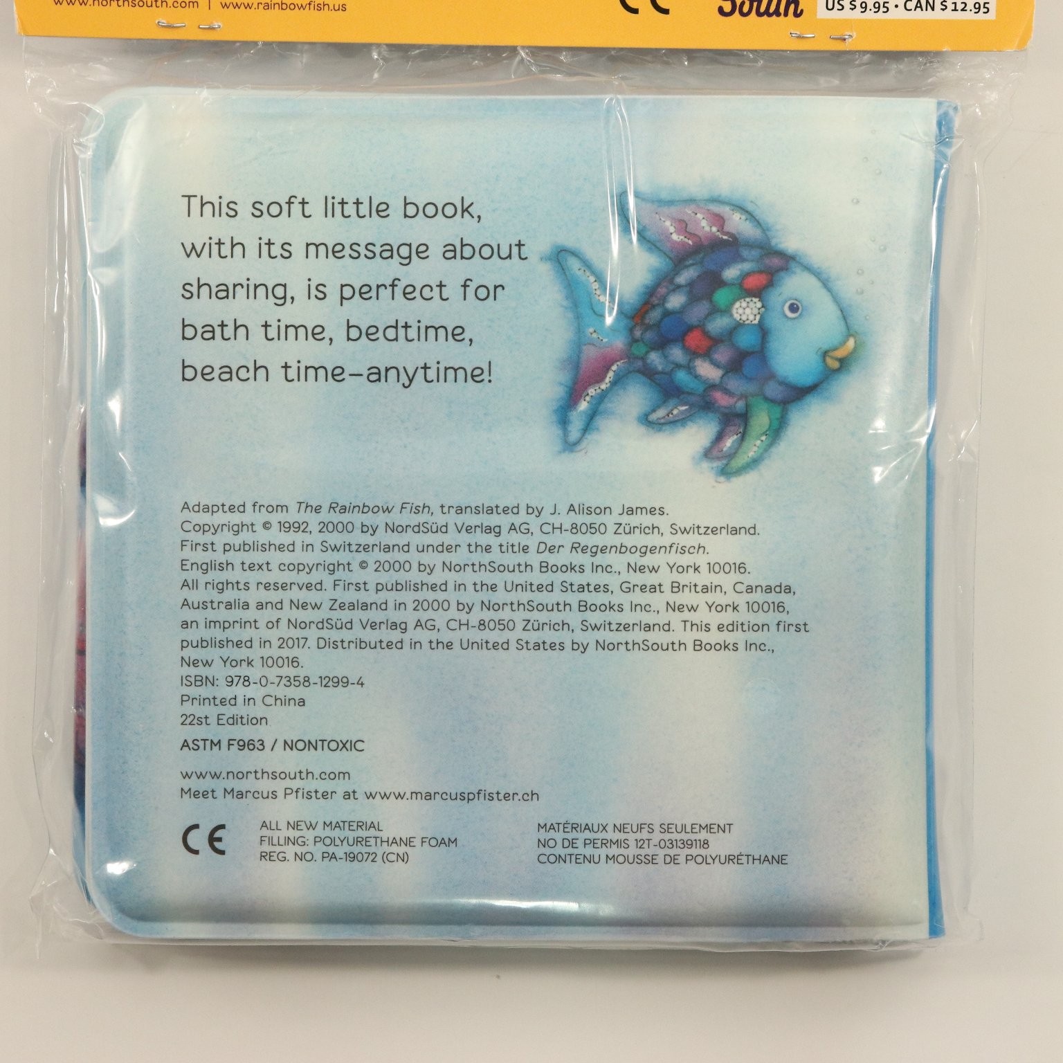 The Rainbow Fish Bath Book Marcus Pfister 2017 Children&rsquo;s NorthSouth Padded NEW