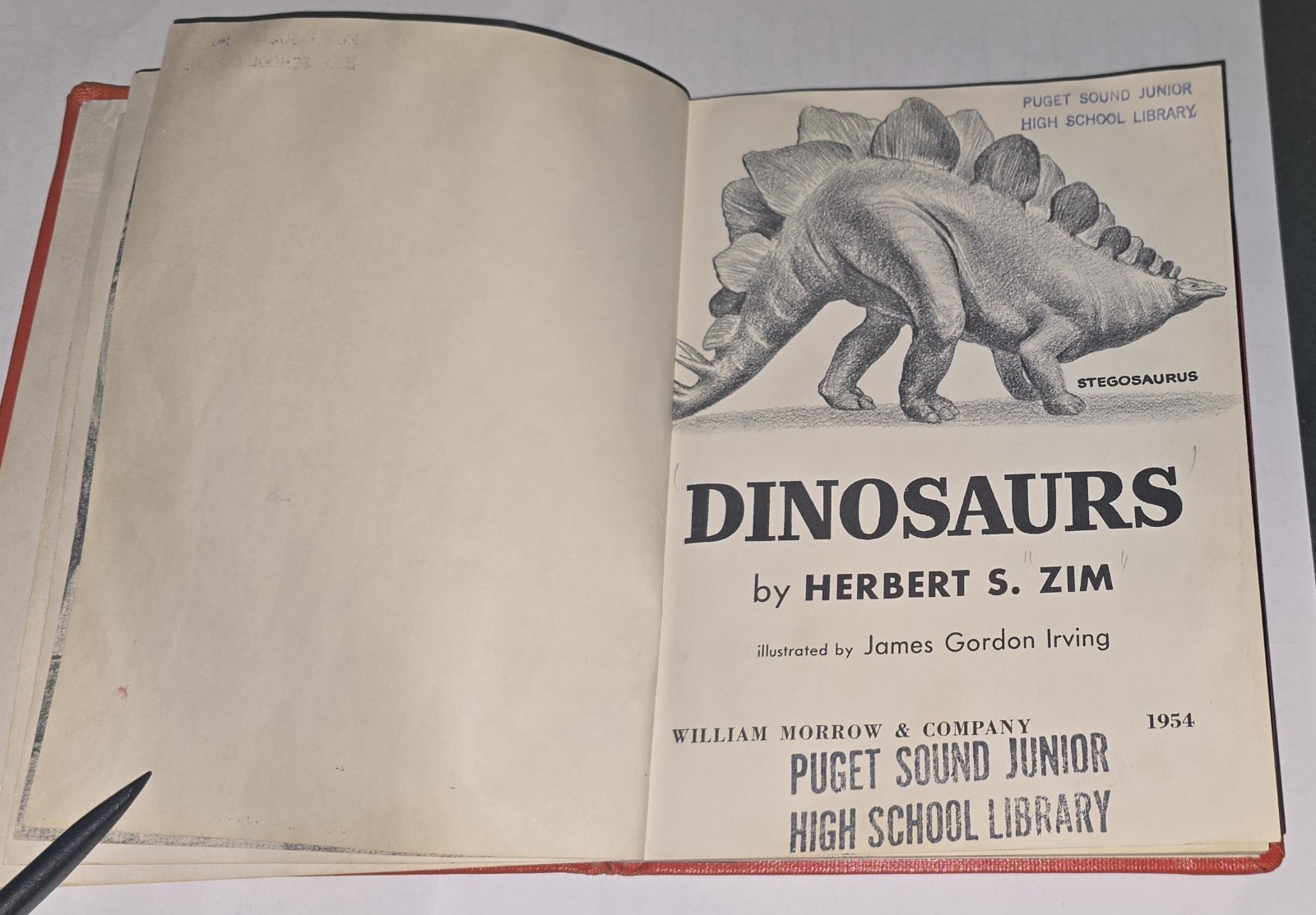 DINOSAURS True First Edition 1954 by Herbert S Zim Hardcover RARE School Library