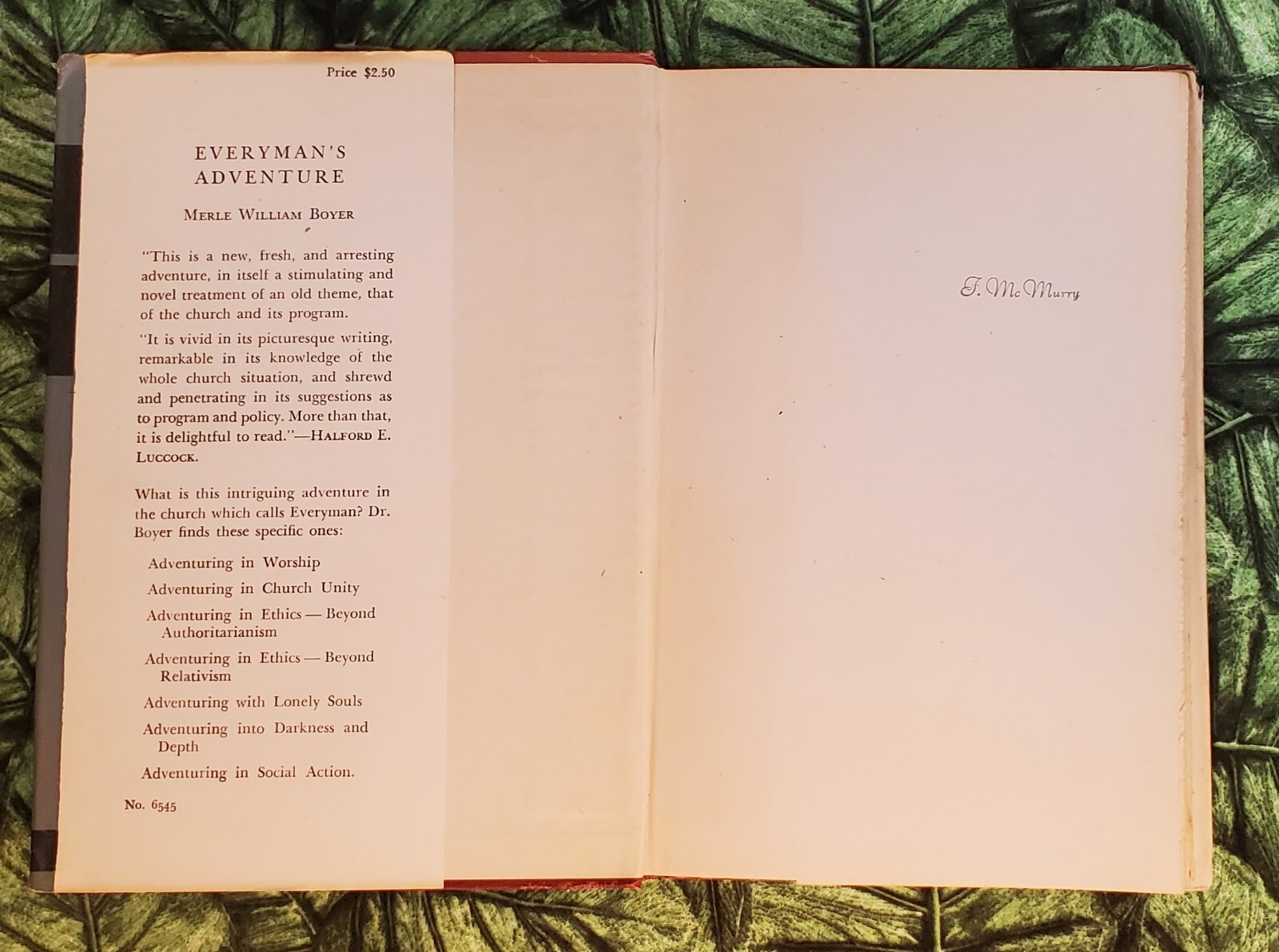 Everyman&rsquo;s Adventure by Merle William Boyer, 1947, HC/DJ