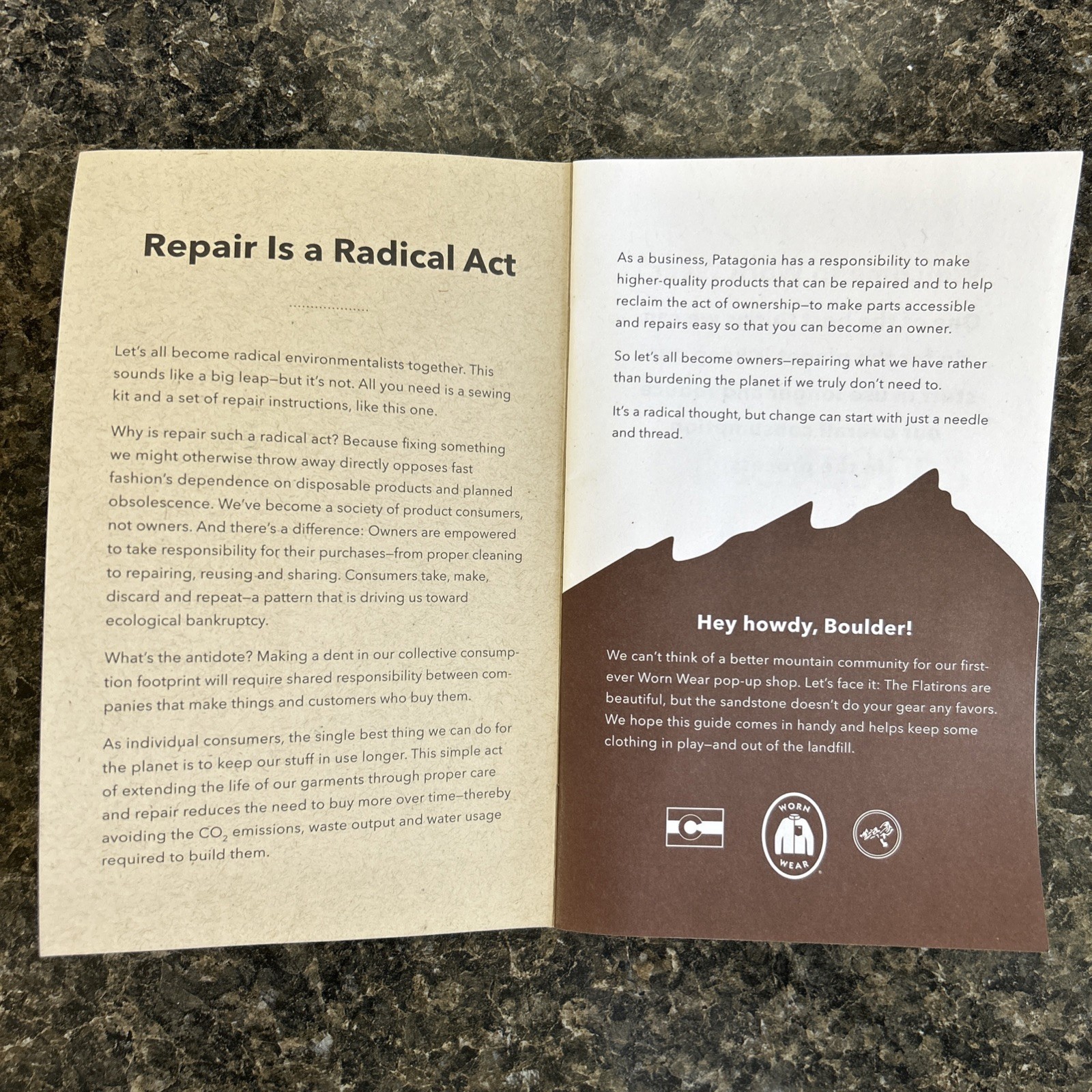 Patagonia Official DIY Repair Guide Booklet Fix It Book DIY Manual Worn Wear