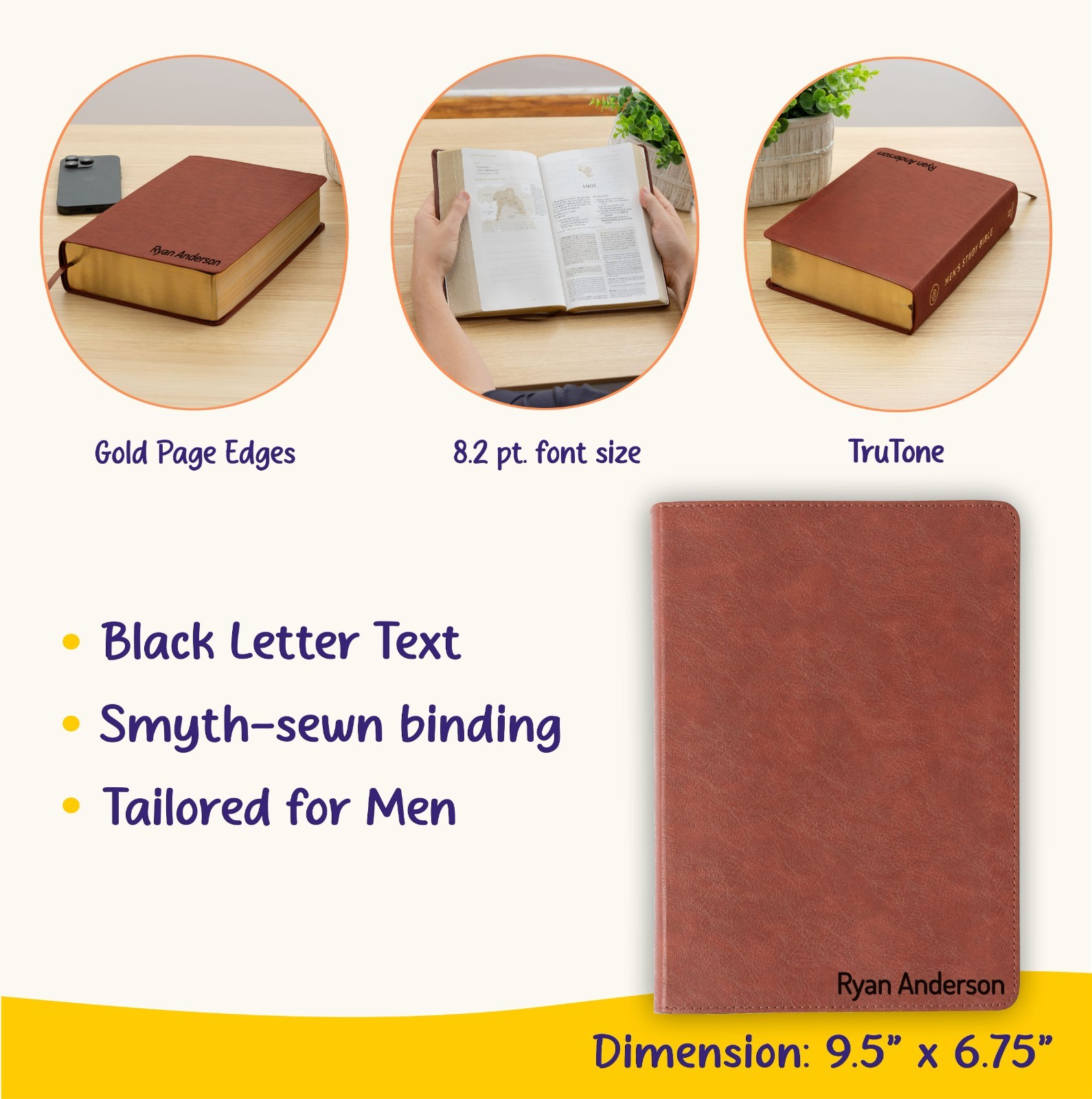Personalized ESV Bible with Name Engraved, ESV Men&rsquo;s Study Bible, Baptism Gifts