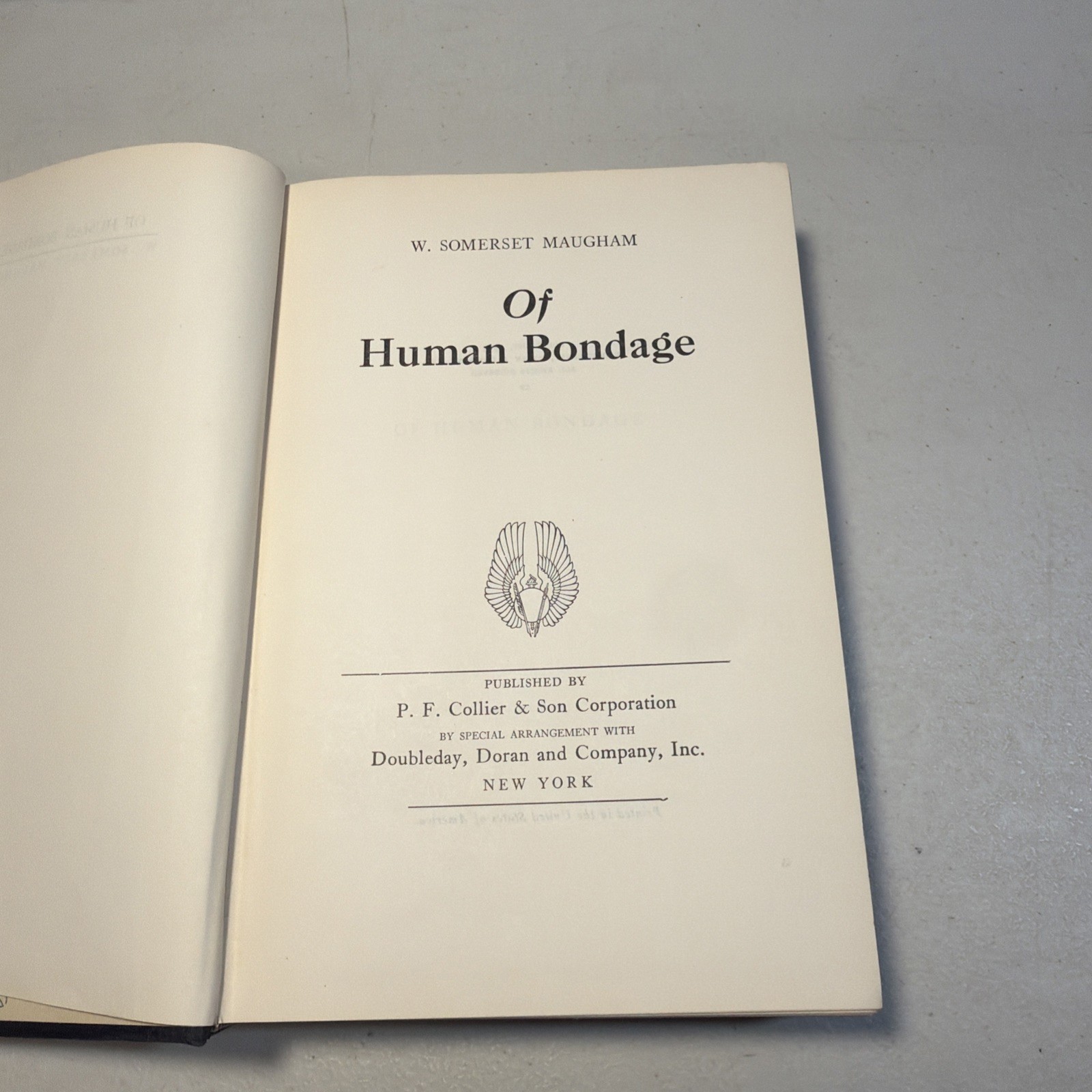 1915 « OF HUMAN BONDAGE » HC book, by W. Somerset Maugham RARE