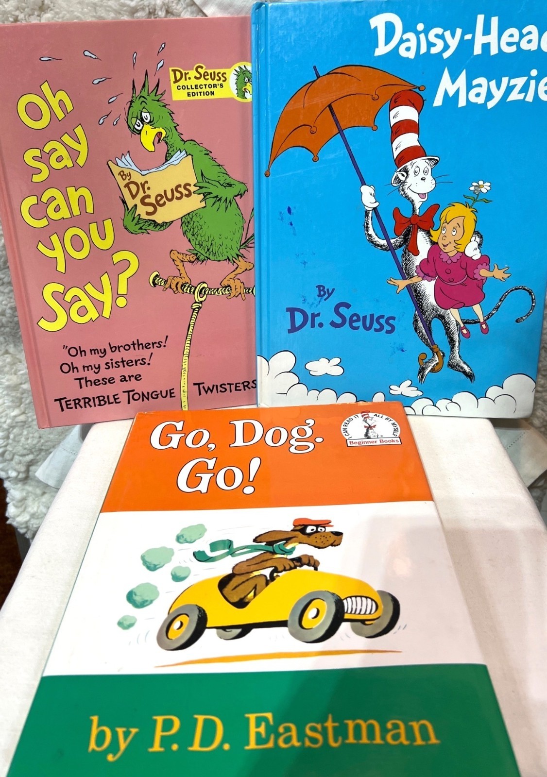 3-Children’s Books Dr. Suess Lot Daisy-Head Mayzie Oh Say Can You Say? Go Dog Go