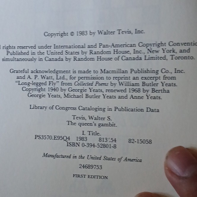 The Queen&rsquo;s Gambit Walter Tevis 1st Ed 1983 Hardcover Dust Jacket Random