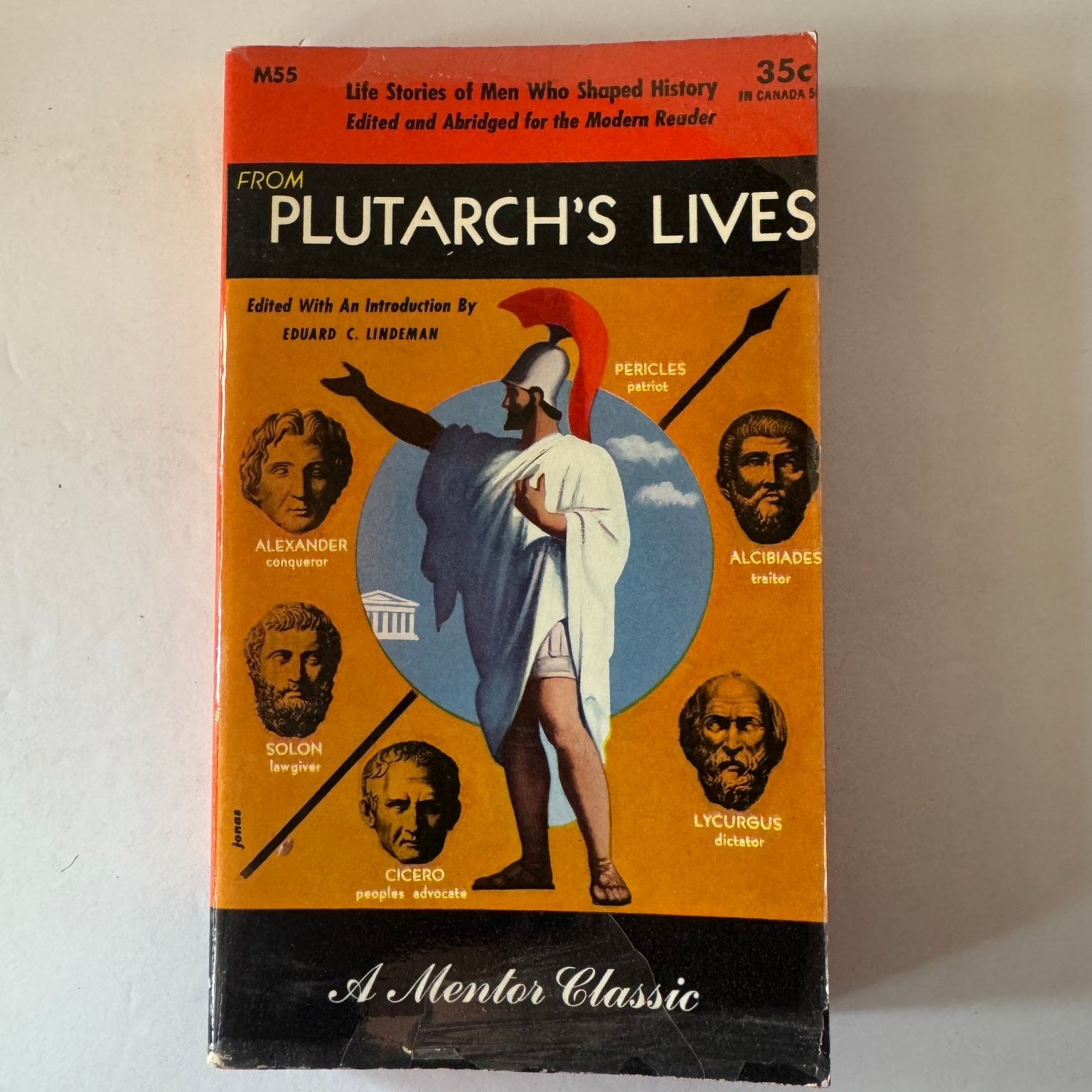 Plutarch&rsquo;s Lives Men Who Shaped History Lindeman 1950 Mentor Classic Paperback