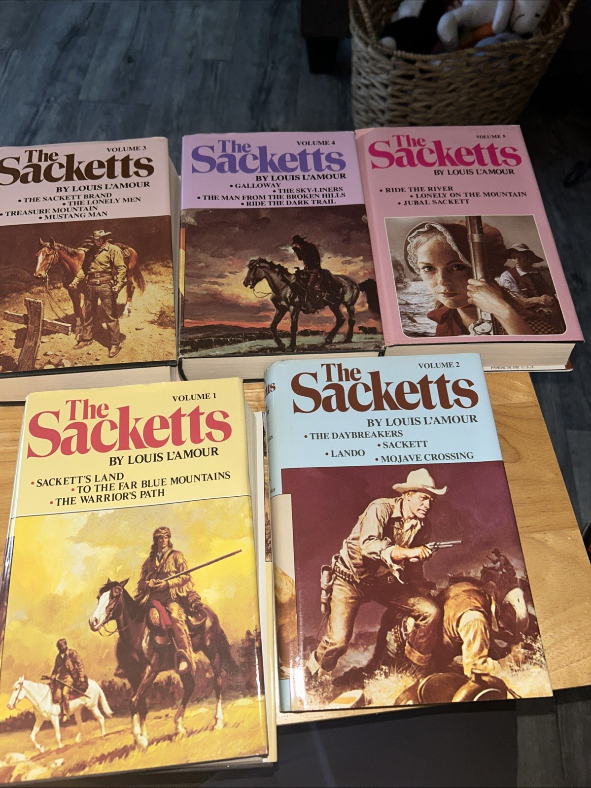 The Sacketts Complete Set Volume 1-5 Hardcovers Lot by Louis L&rsquo;Amour 80s