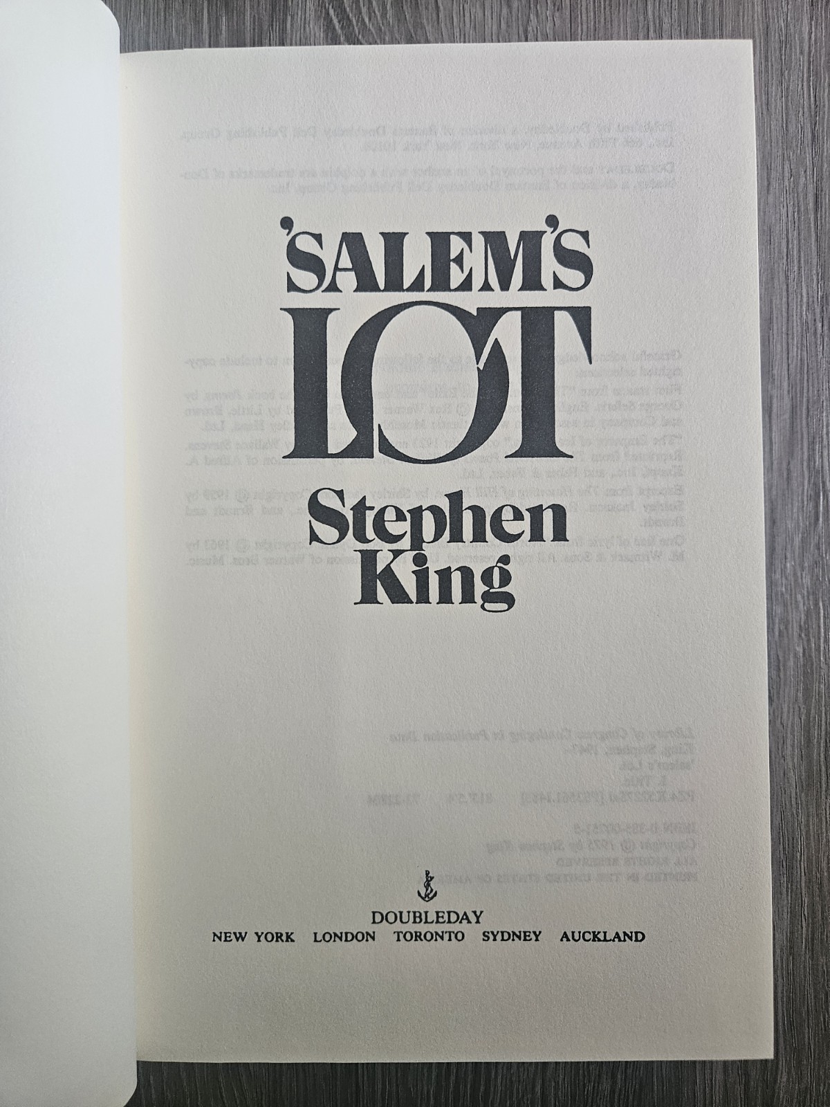 Stephen King Salem&rsquo;s Lot 1975 Hardcover Doubleday Dust Jacket