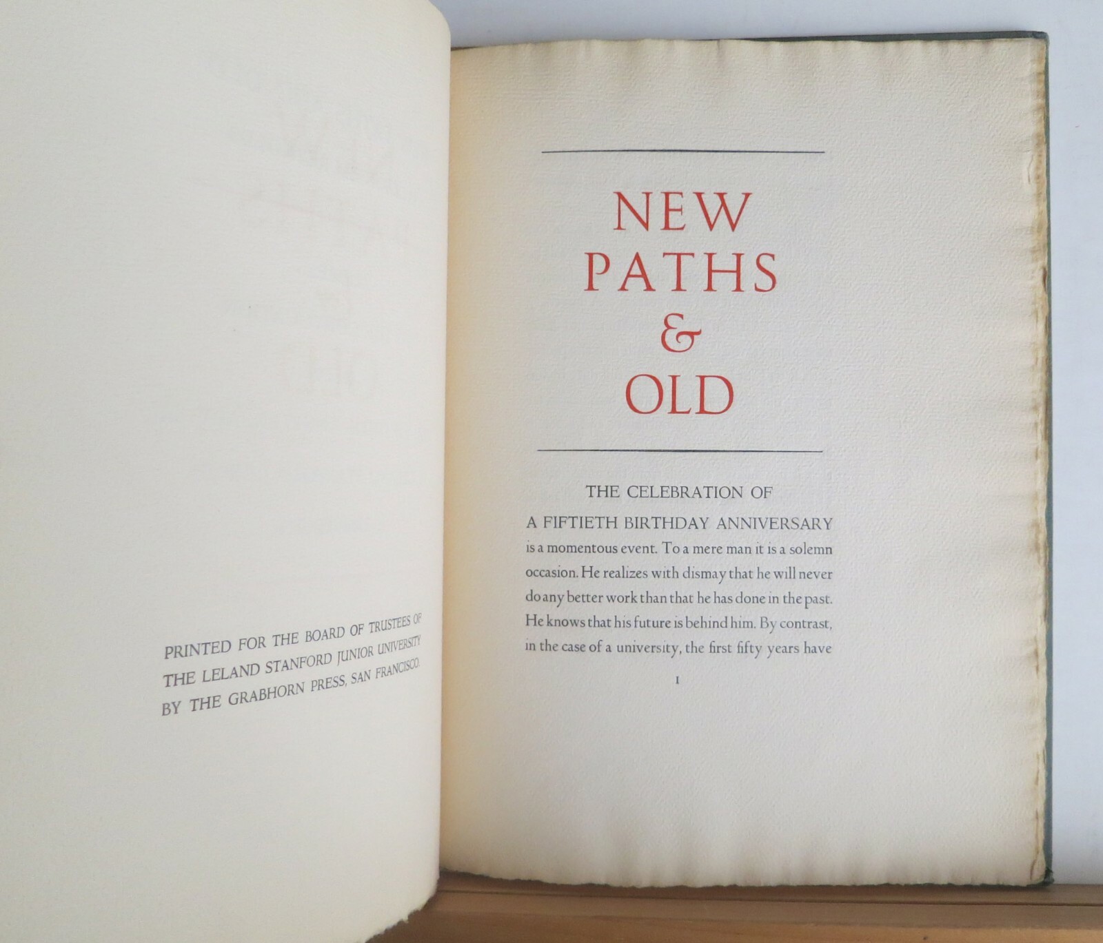 New Paths and Old 1941 Reynolds GRABHORN PRESS Leland Stanford Junior University