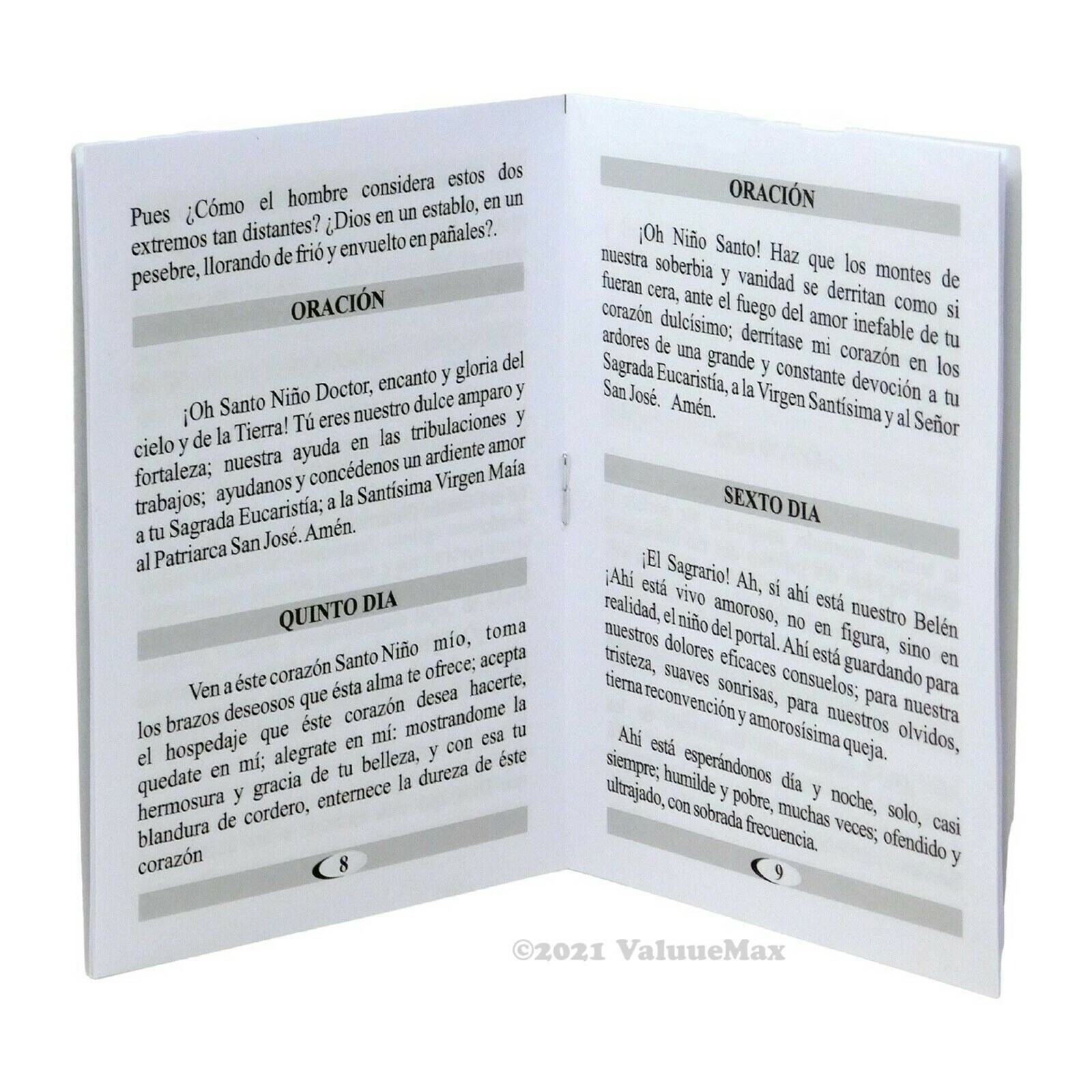 Novena Nino Doctor Letra Grande Spanish Language Book of Prayer 16 pages