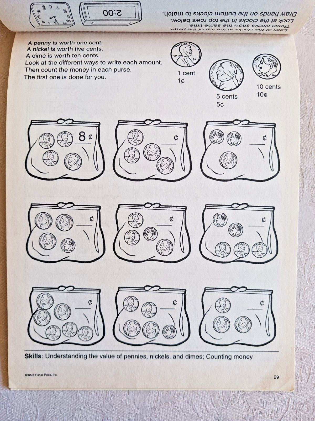Fisher-Price FIRST GRADE LEARNING PAD – Start with Math -Honey Bear Books – 1998