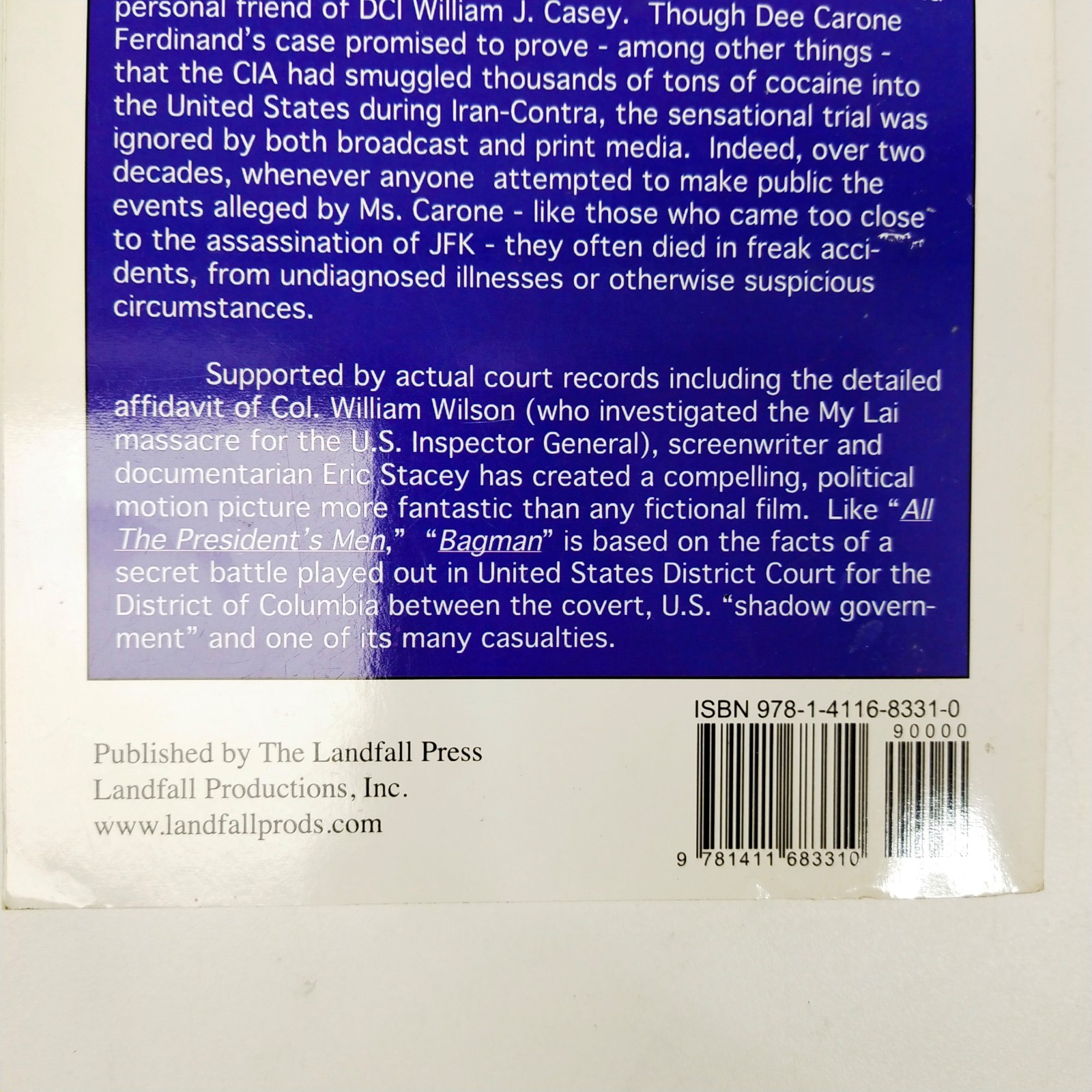 BAGMAN: THE SECRET LIFE OF COL. ALBERT V. CARONE By Eric Stacey Signed by Author