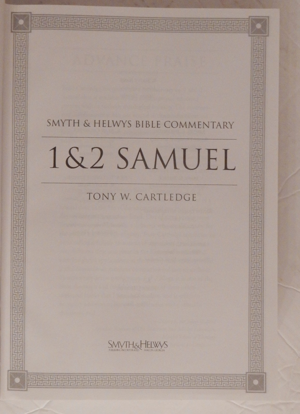 1 & 2 SAMUEL-Tony W. Cartledge-Smyth & Helwys Commentary Hardcover 2001 w/CD-ROM