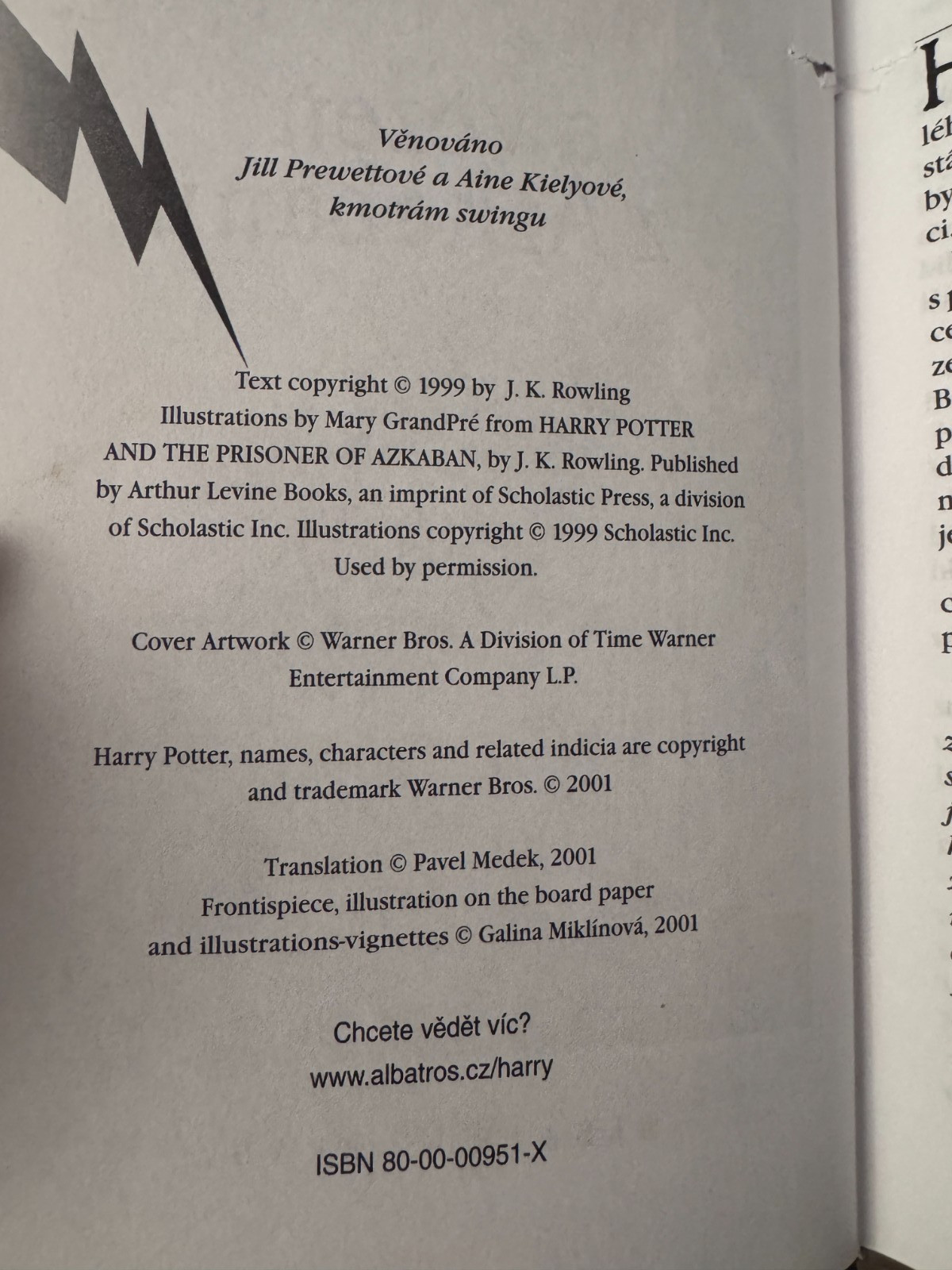Czech Translation, Harry Potter and the Prisoner of Azkaban, HC, JK Rowling