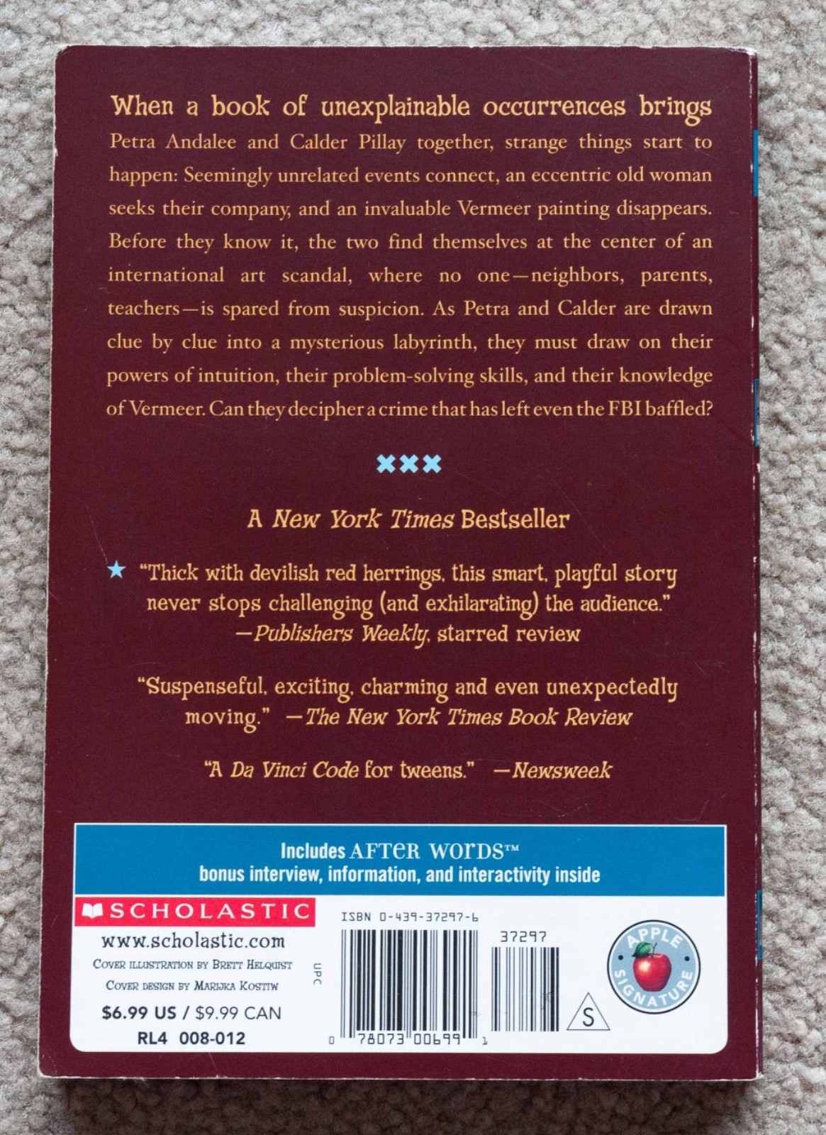 Chasing Vermeer by Blue Balliett (Scholastic) – Paperback, 254 pages