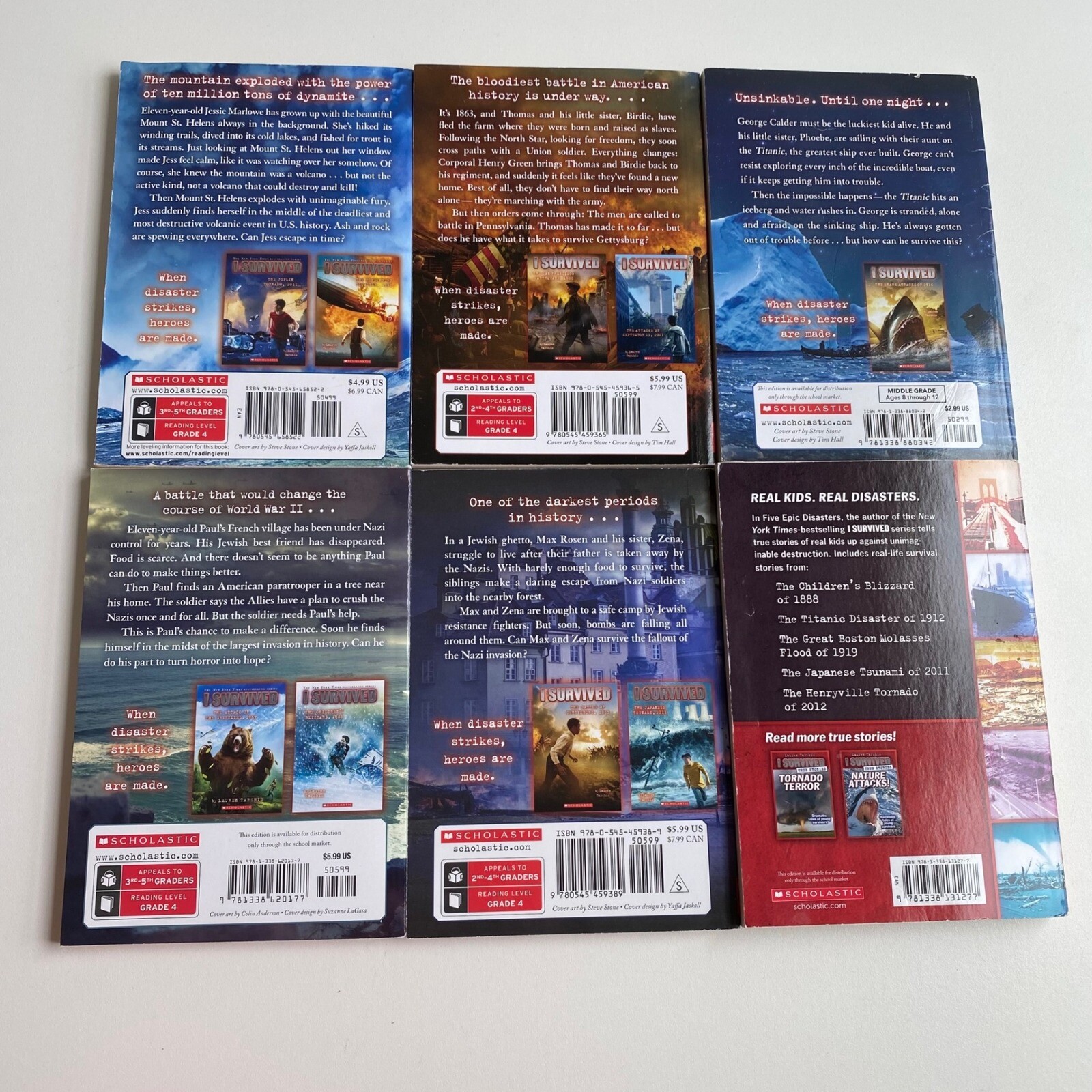 NY Times Best Selling Series  » I Survived  » By Lauren Tarshis. Lot of 6