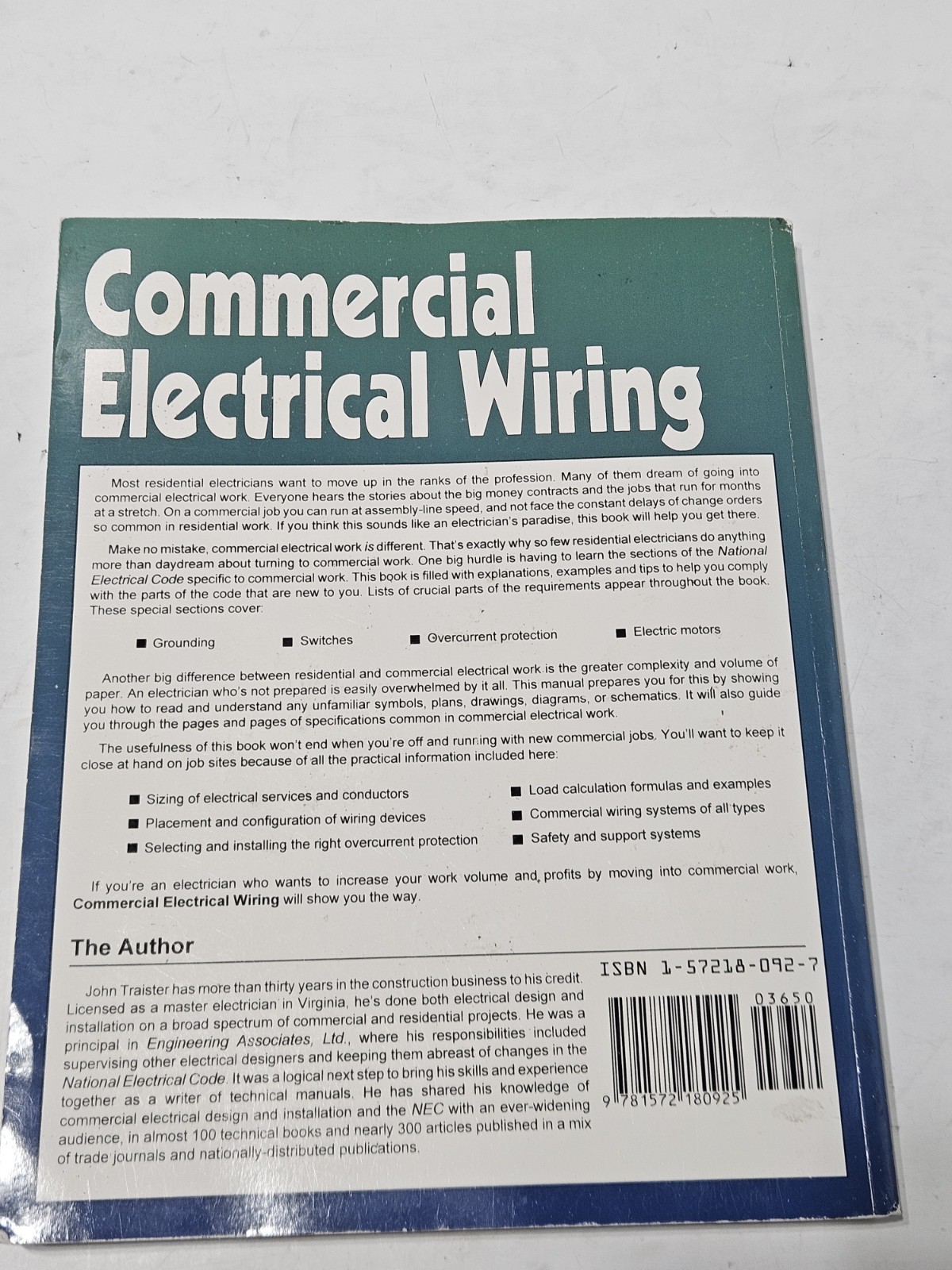 Commercial Electrical Wiring : Updated to the 1999 NEC by John E. Traister…