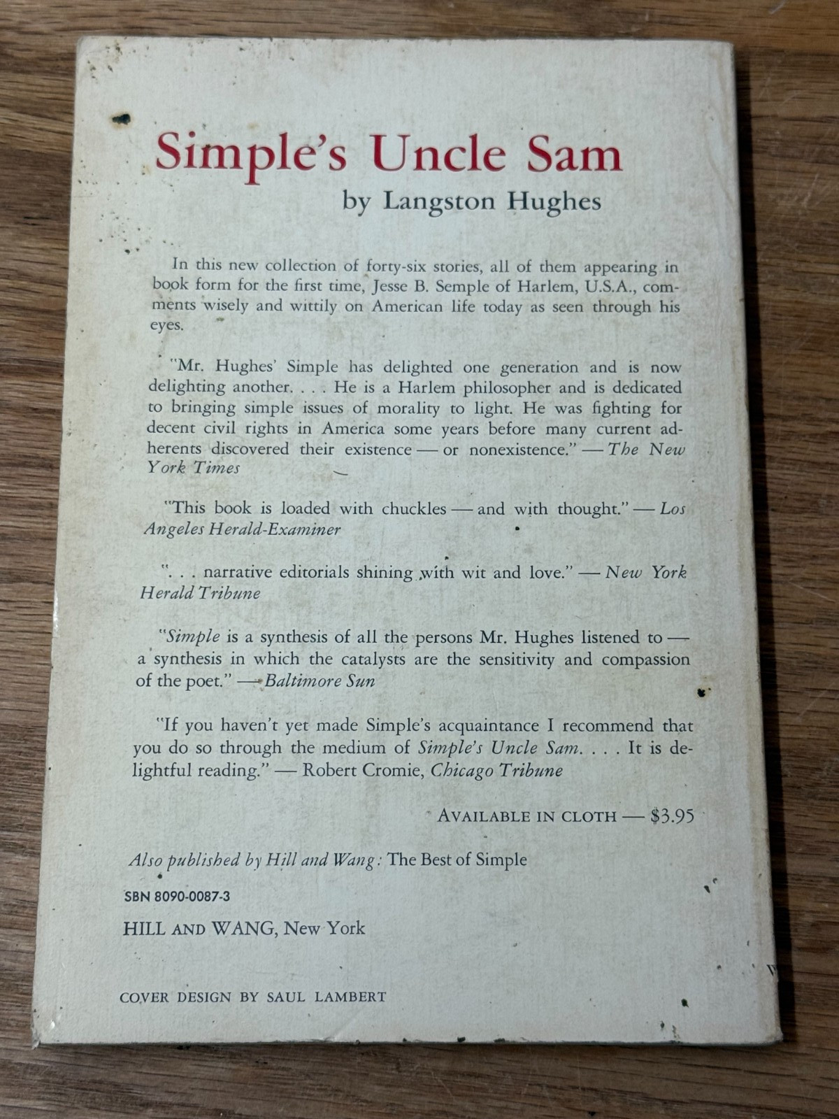 Simple&rsquo;s Uncle Sam 1967 Langston Hughes Short Stories Paperback Third Printing