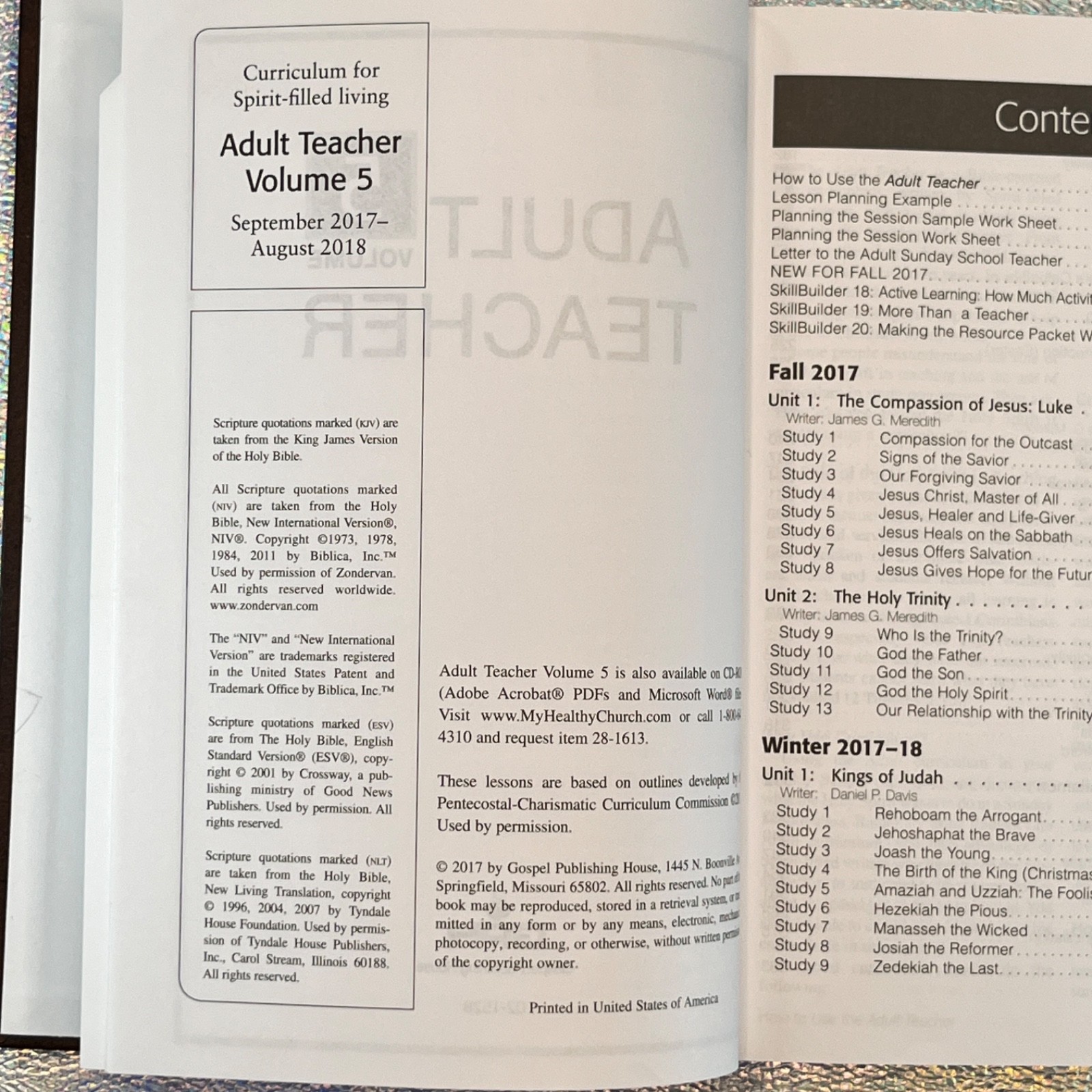 Adult Teacher Volume 5 – Gospel Publishing House – 2017 Pentecostal Curriculum