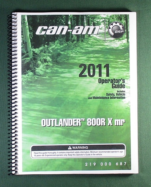 2011 Can-Am Outlander 800R Xmr Owner&rsquo;s Manual: 172 Pages & Protective Covers