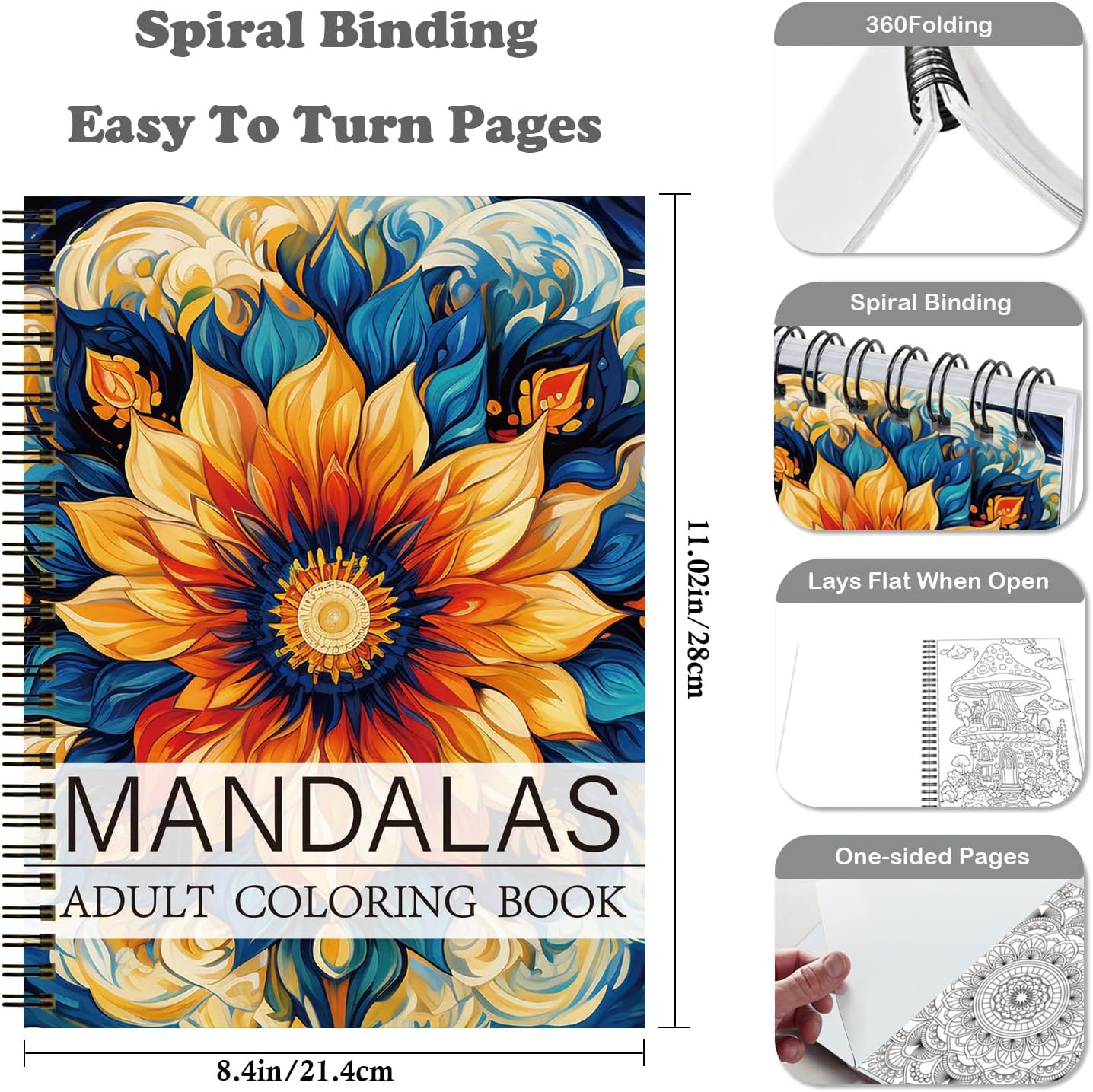 Adult Coloring Set of 3 Coloring Books for Adults Relaxation Include Mandalas,F