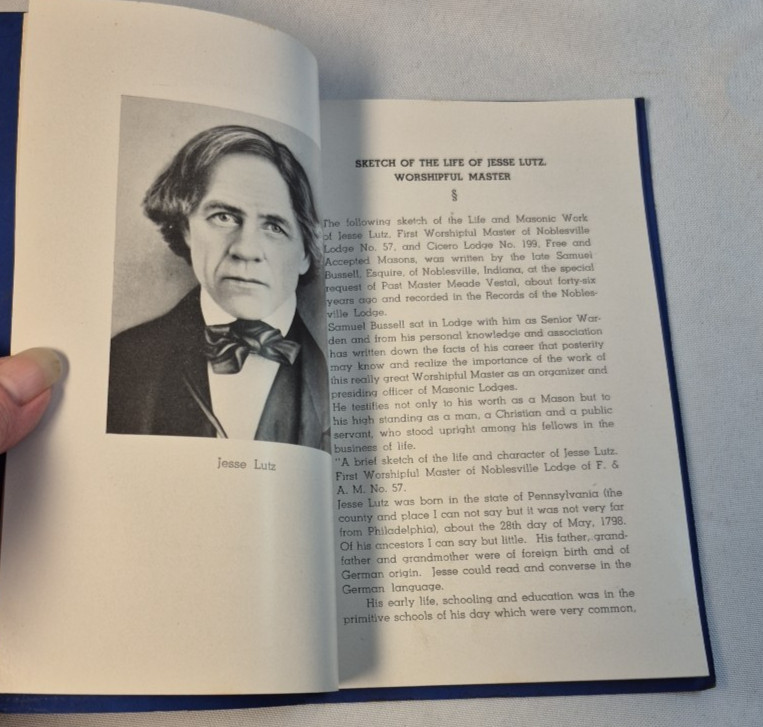 CENTENNIAL CELEBRATION 1847-1947 INDIANA MASONIC LODGE FREE MASON BOOK