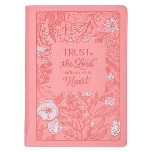 Christian Art Gifts Pink Vegan Leather Zipped Journal, Inspirational Women&rsquo;s Not