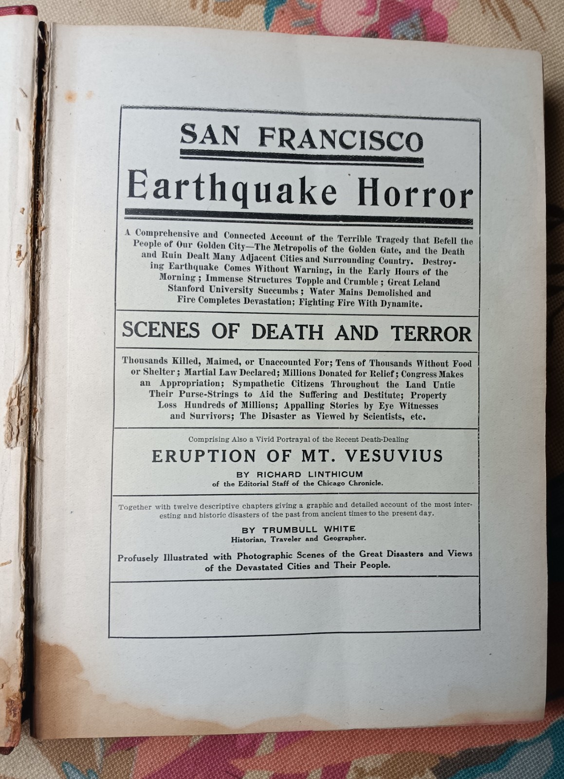 EARTHQUAKE HORROR S.F. Vesuvius & THE world&rsquo;s Great Disasters Hubert D. RUSSELL