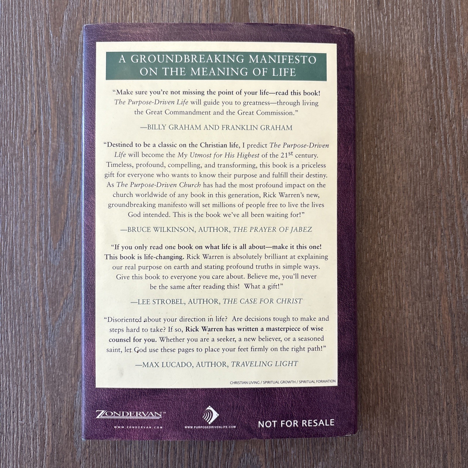 The Purpose Driven Life by Rick Warren 2002 Hardcover Campaign Edition-Good