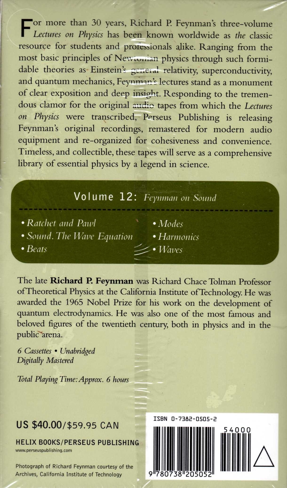 The Feynman Lectures on Physics: Volume 12 Feynman, Richard P. (Cassette)