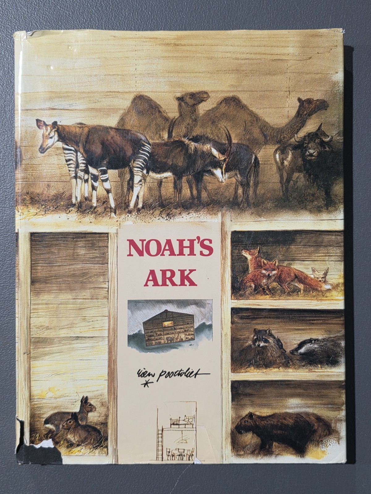 Vintage Noah&rsquo;s Ark Rien Poortvliet HC Beige Illustrated 1986 Abrams Netherlands