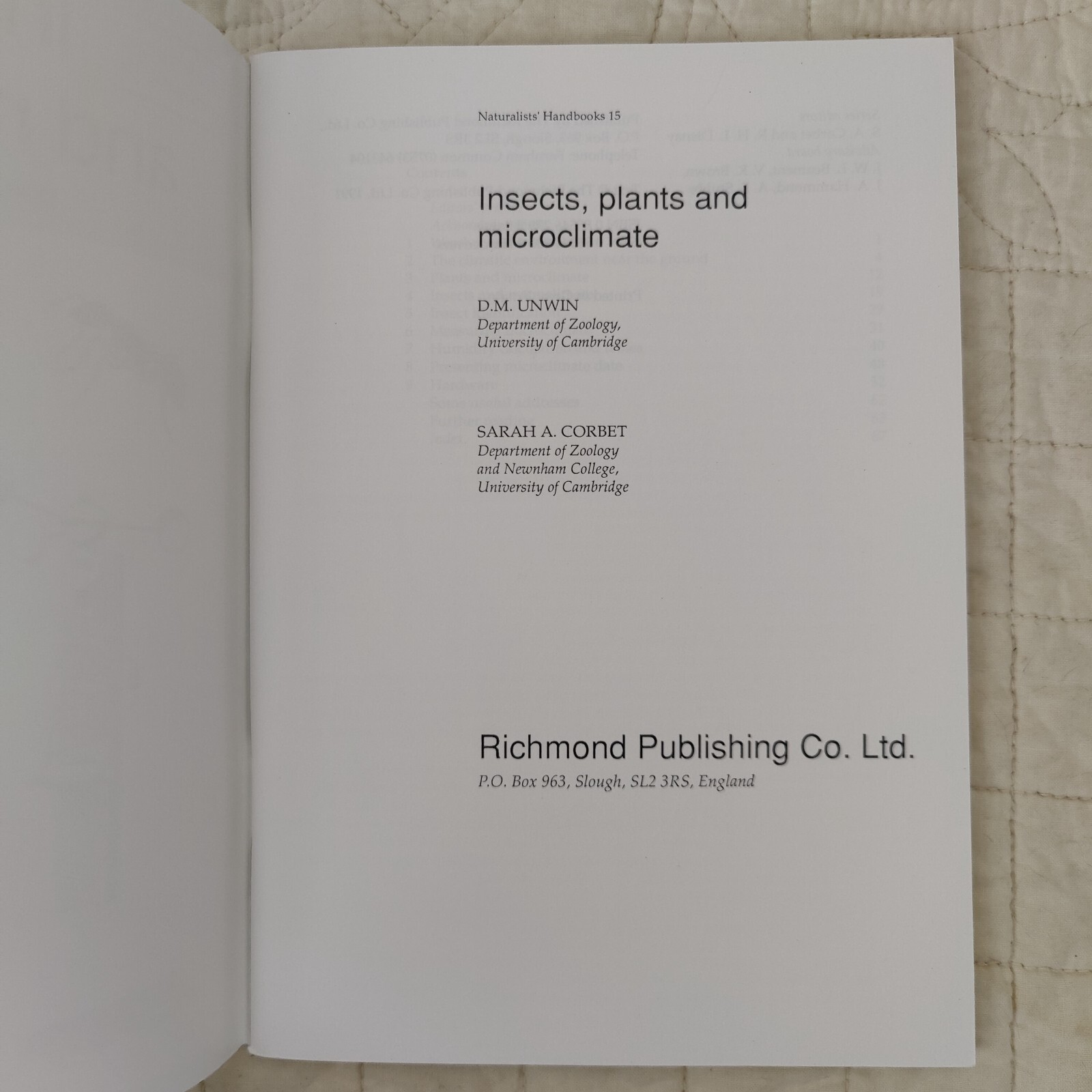 Rare 1991 Insects, Plants and Microclimate – Naturalists&rsquo; Handbook 15