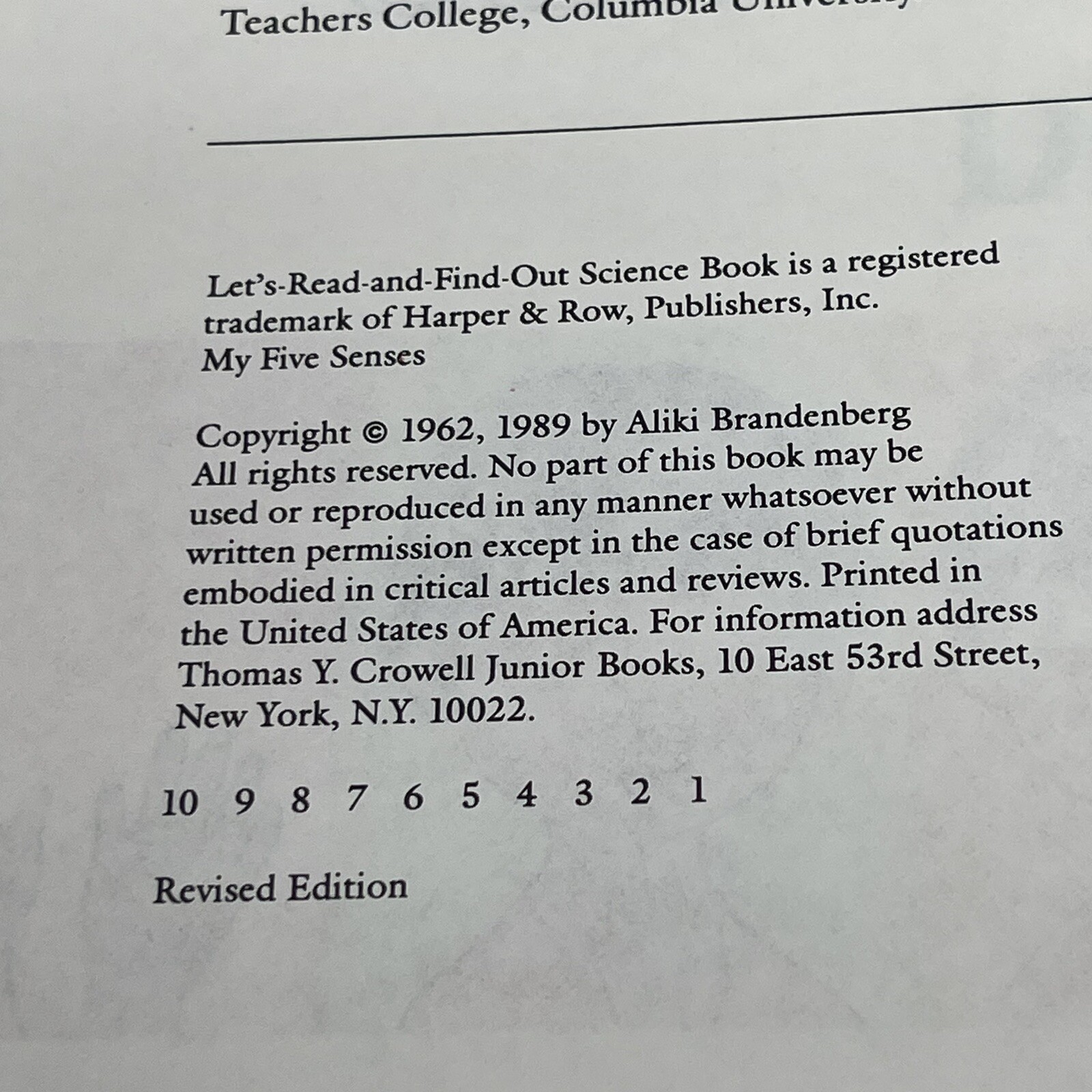 My Five Senses Let&rsquo;s-Read-And-Find-Out Science Aliki HC 1989 Book Club Edition