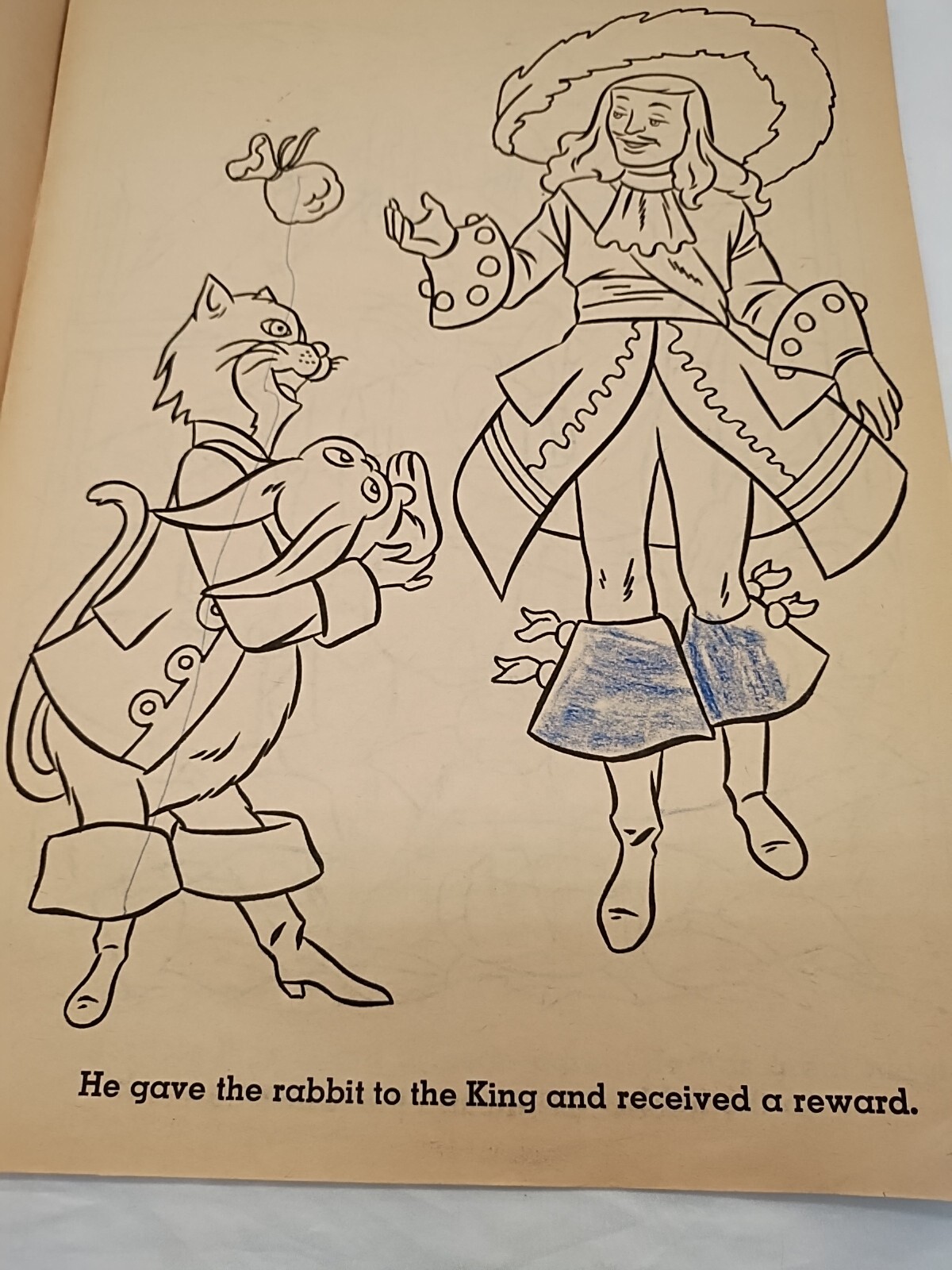 *16 Pages Used*1970s Puss In Boots Giant Coloring Book