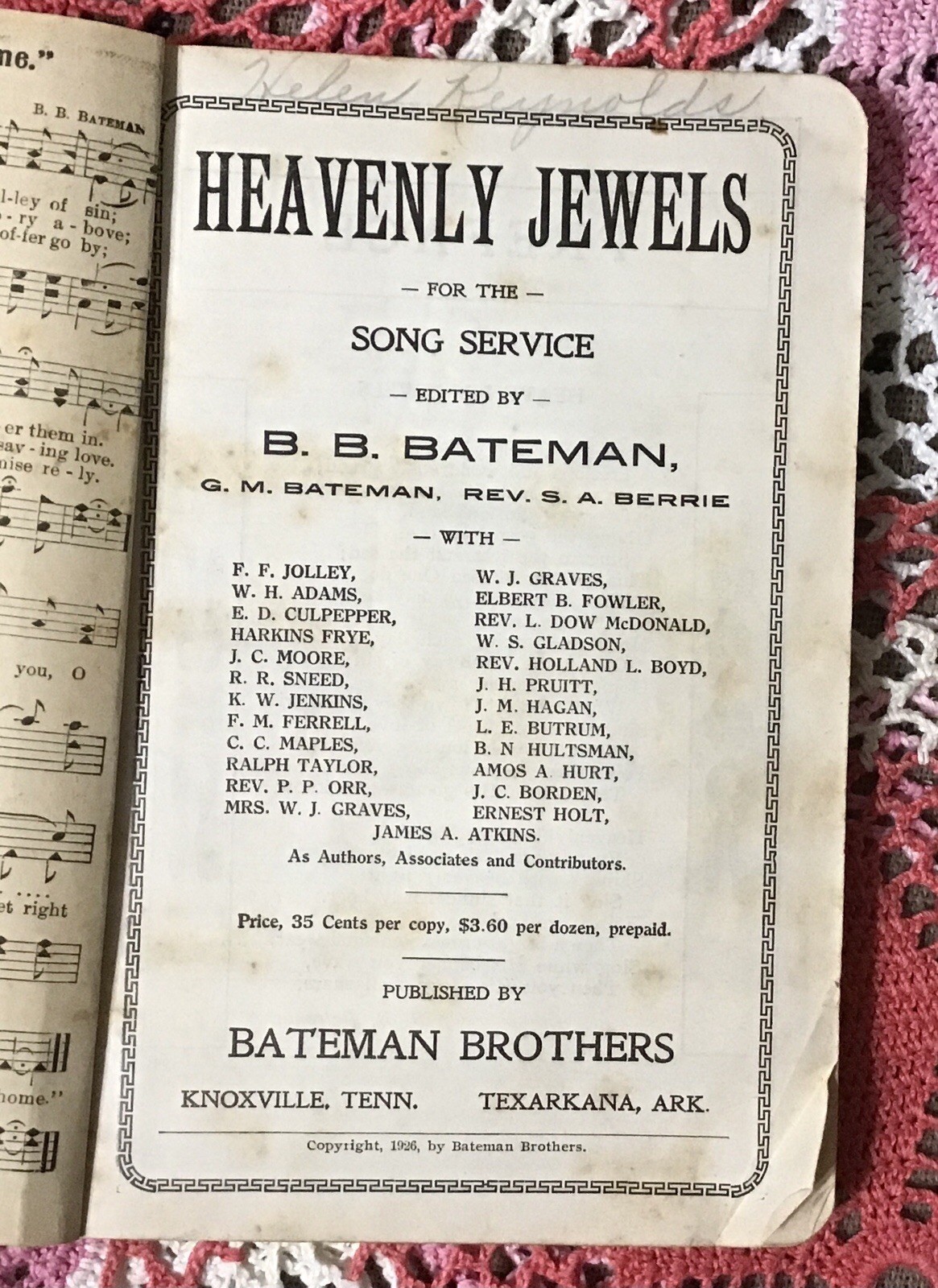 (3) books 1920&rsquo;s Gospel Songs, Shape Notes, published by Bateman Brothers