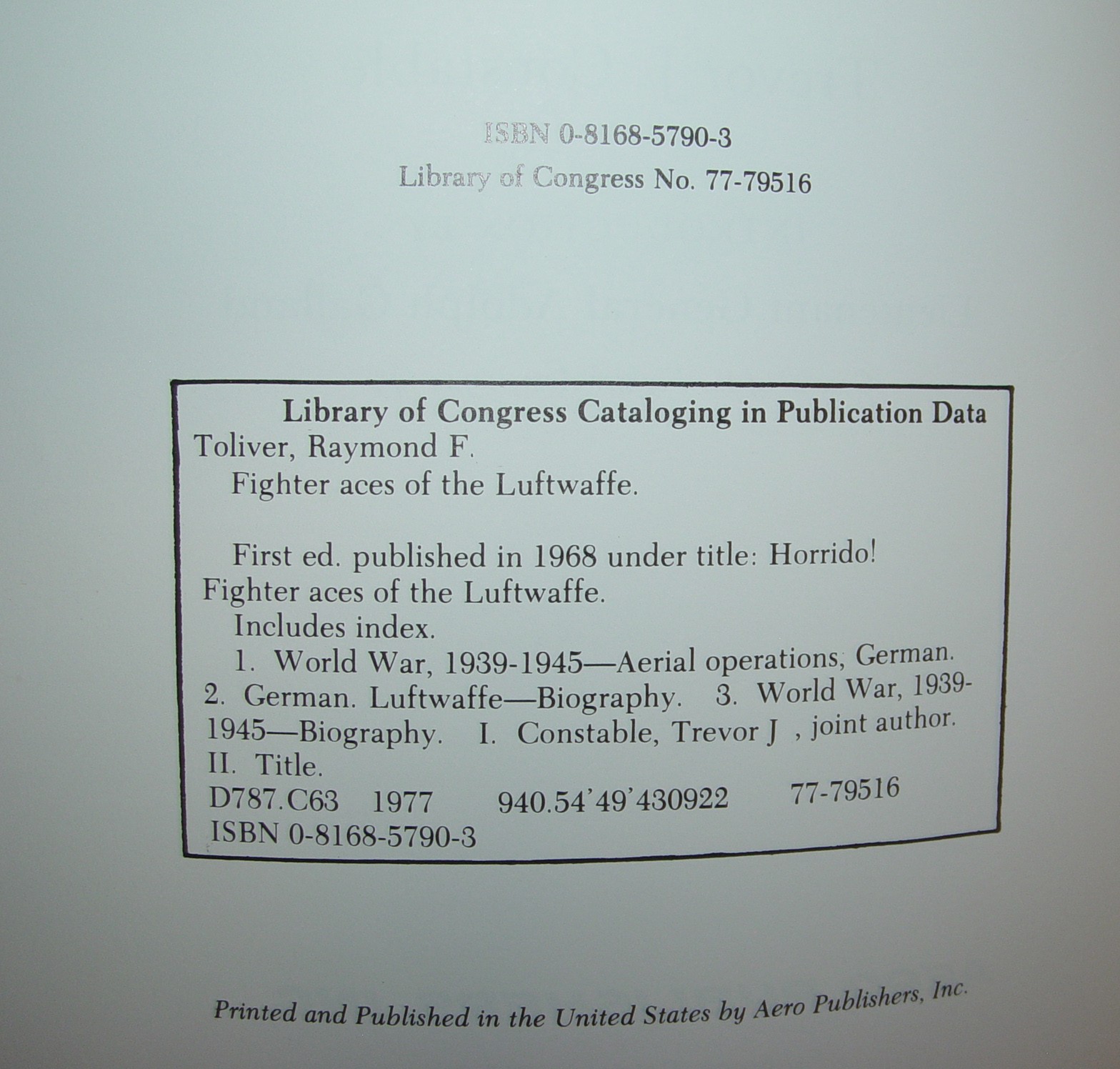 « FIGHTER ACES OF THE LUFTWAFFE » 432 pages Hardcover Illustrated Book