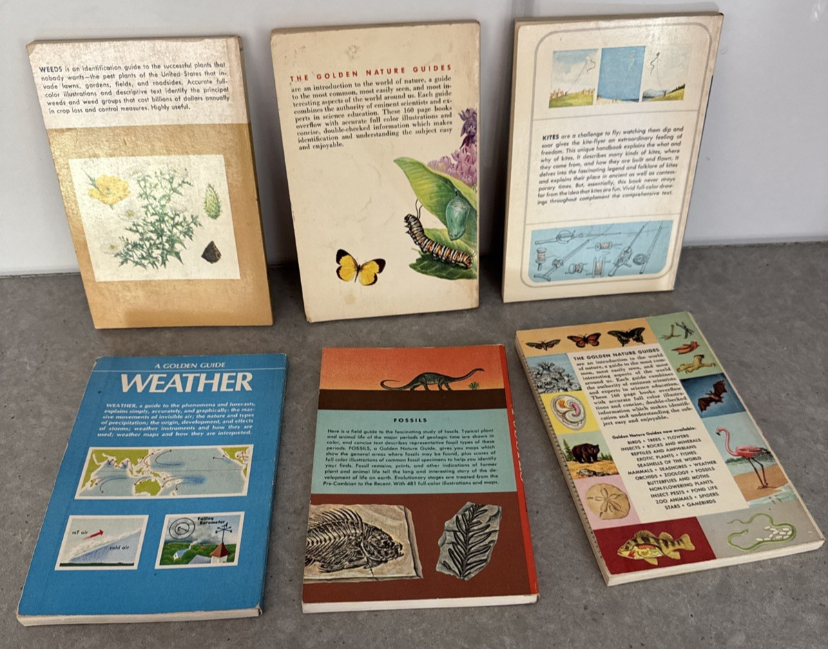 Lot of 6 1950&rsquo;s/60&rsquo;s Golden Nature Guide Vintage Children&rsquo;s Science PB Books MCM